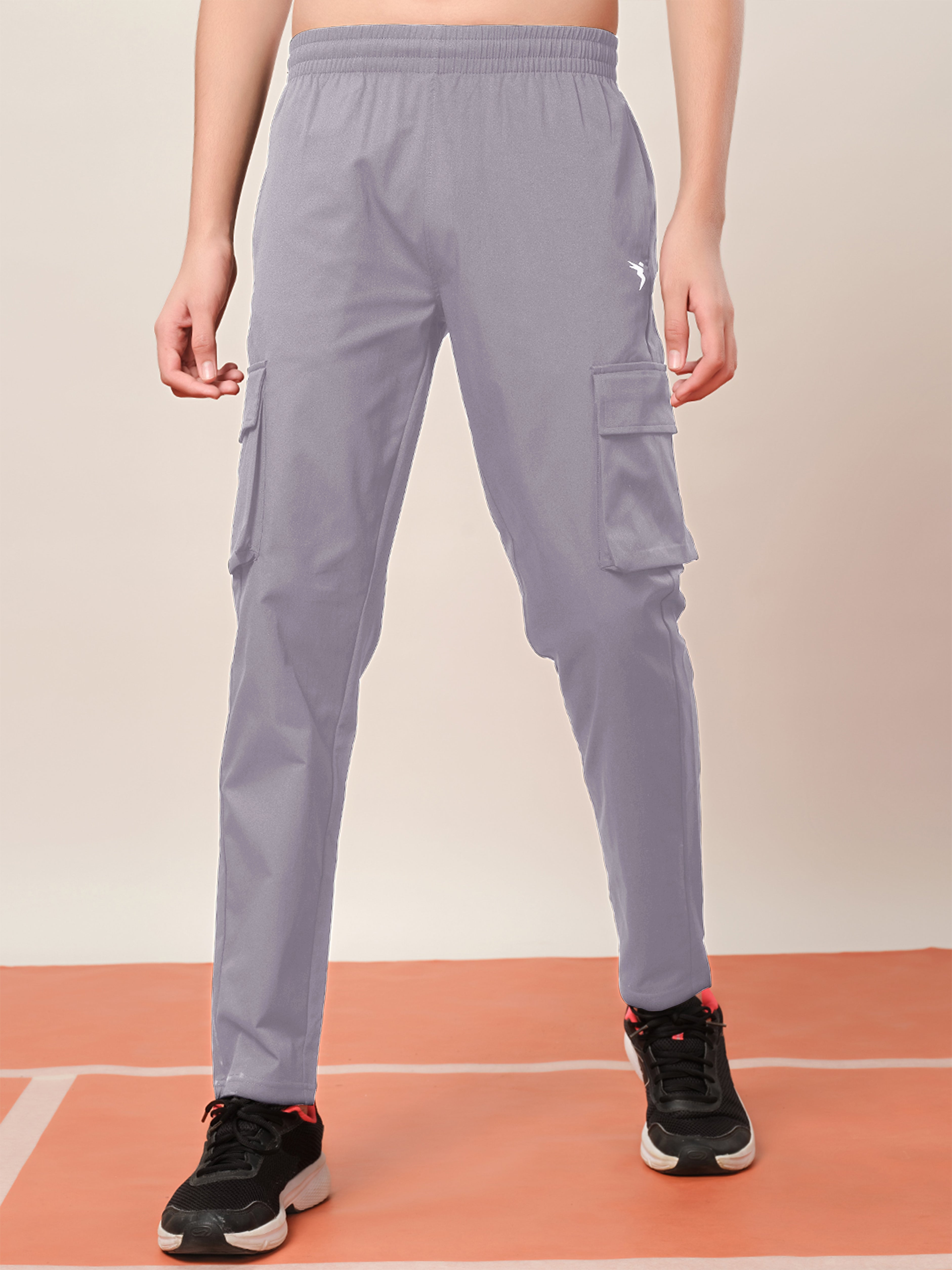 Boys Solid Regular Fit Cargo Trackpants with TS FLEXI