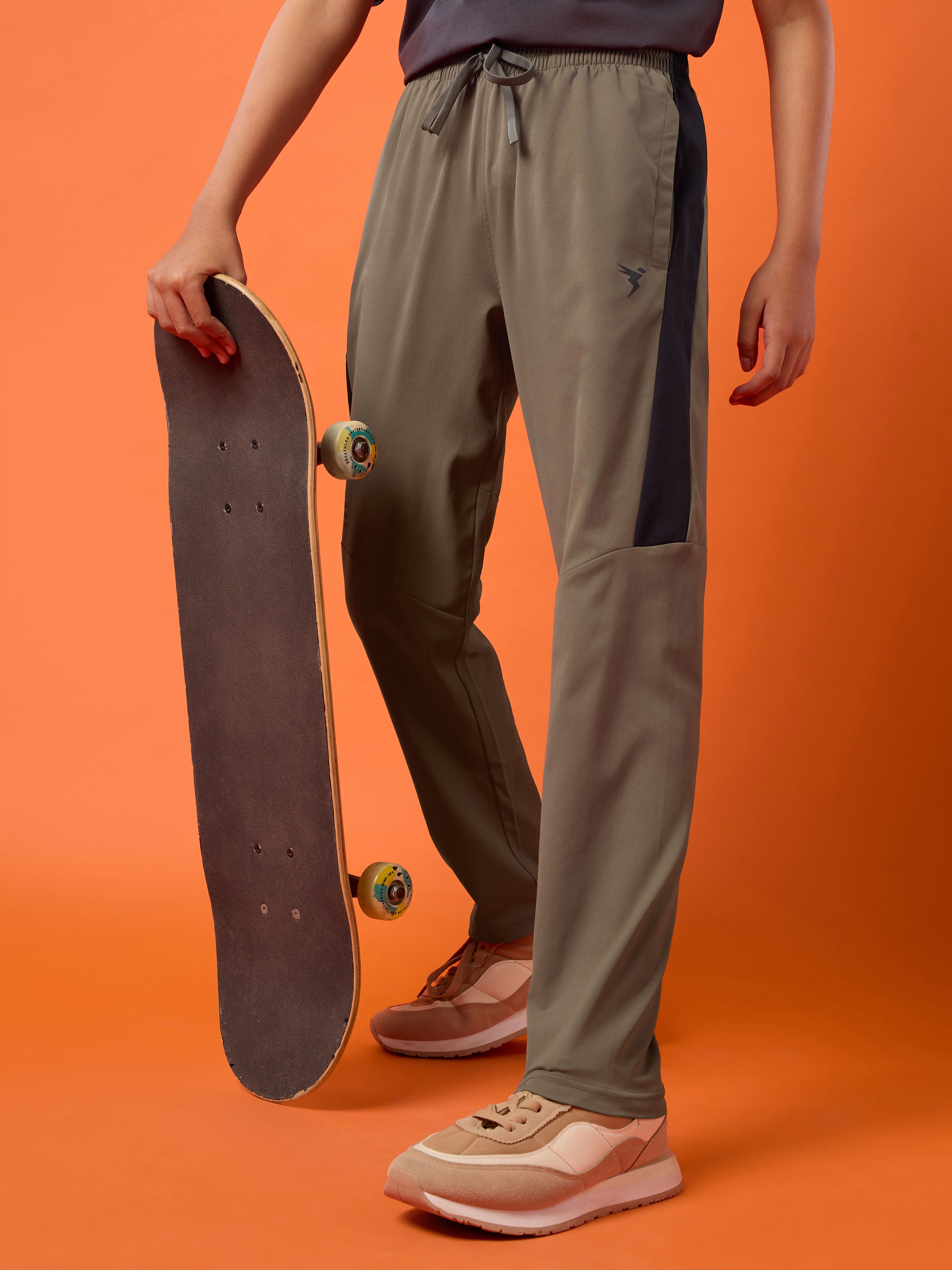Boys Solid Slim Fit Sports Trackpants with TS FLEXI