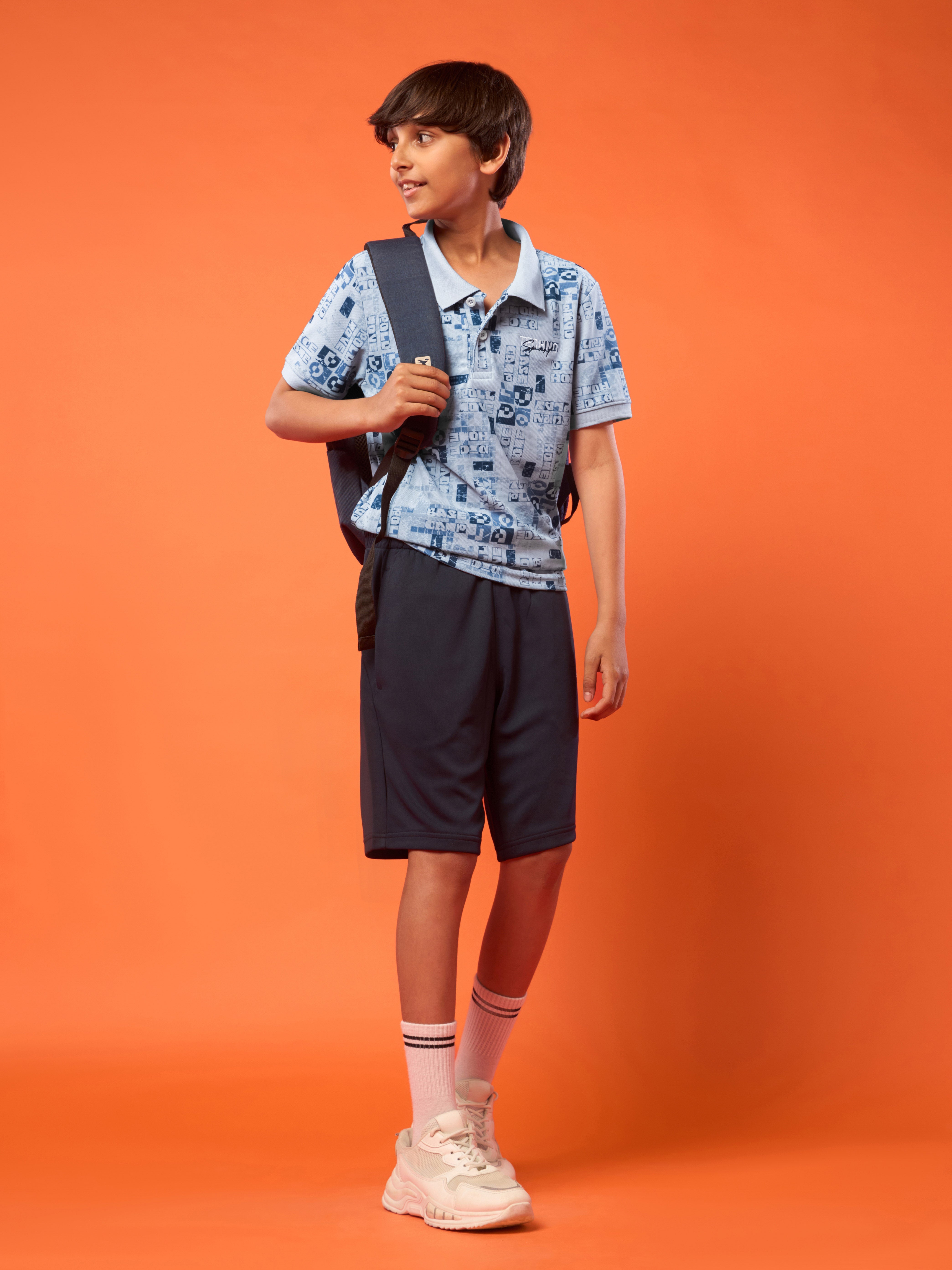 Boys Printed Slim Fit Polo Sports T-shirt with MATPIQ