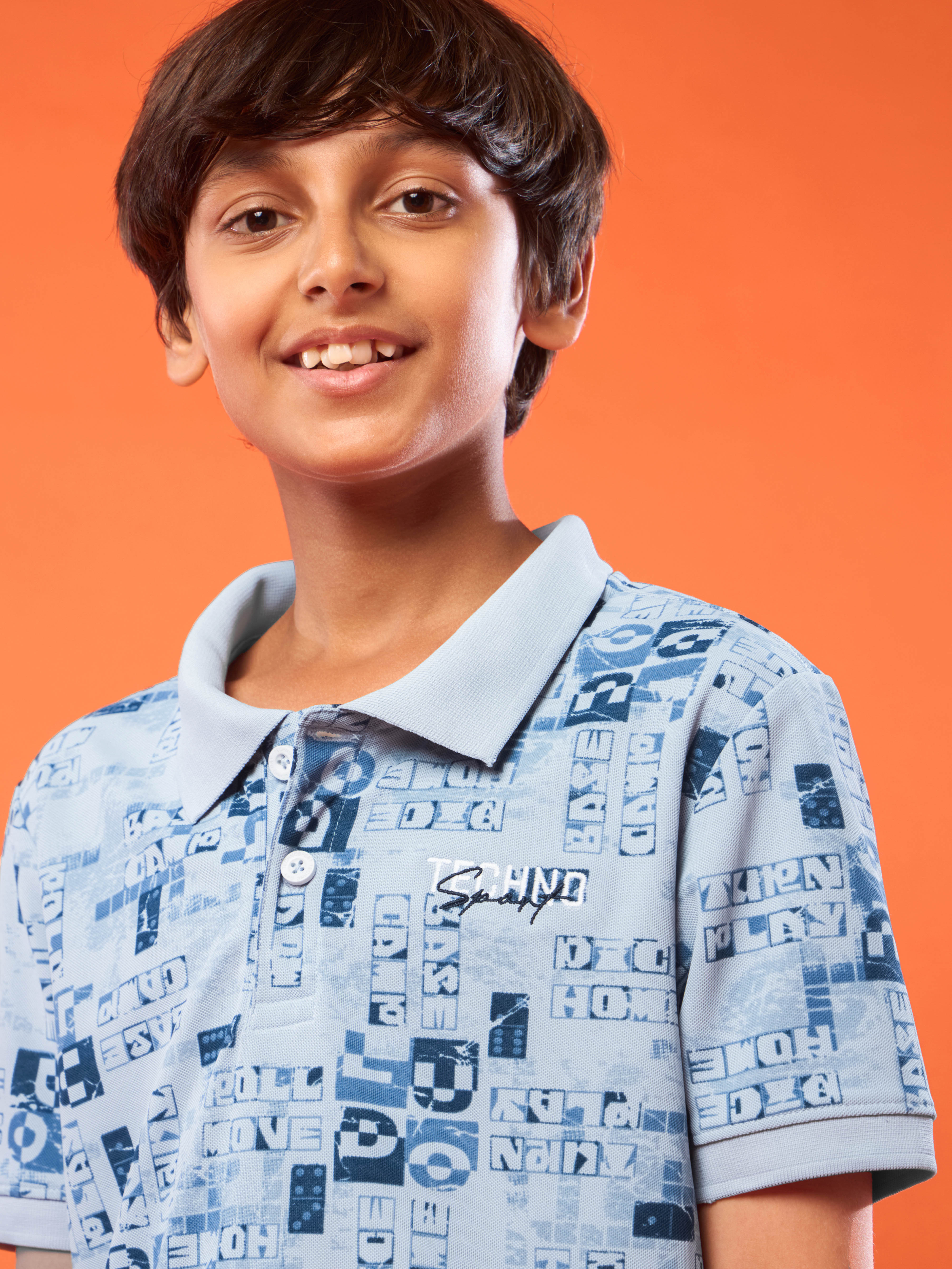 Boys Printed Slim Fit Polo Sports T-shirt with MATPIQ