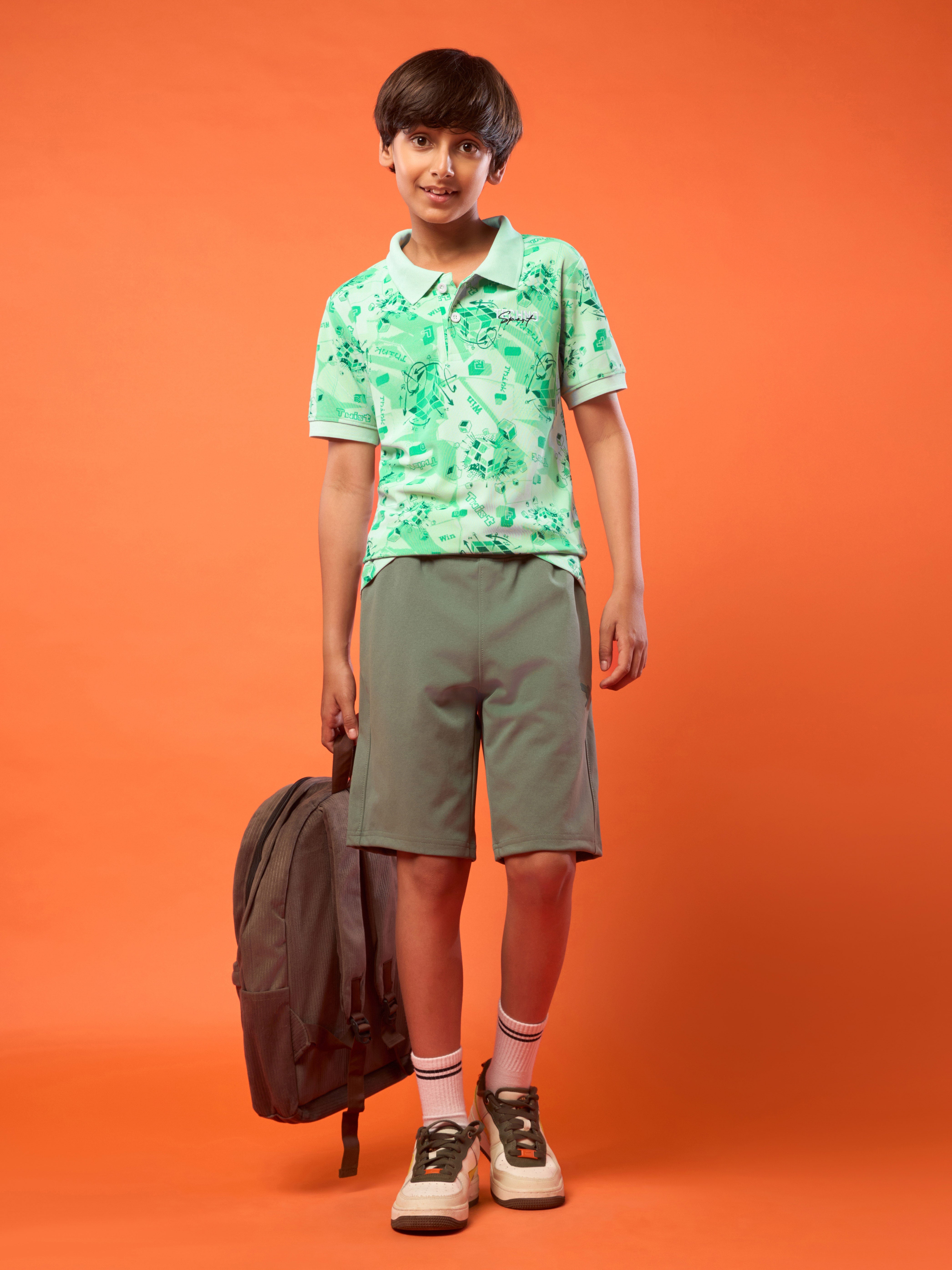 Boys Printed Slim Fit Polo Sports T-shirt with MATPIQ