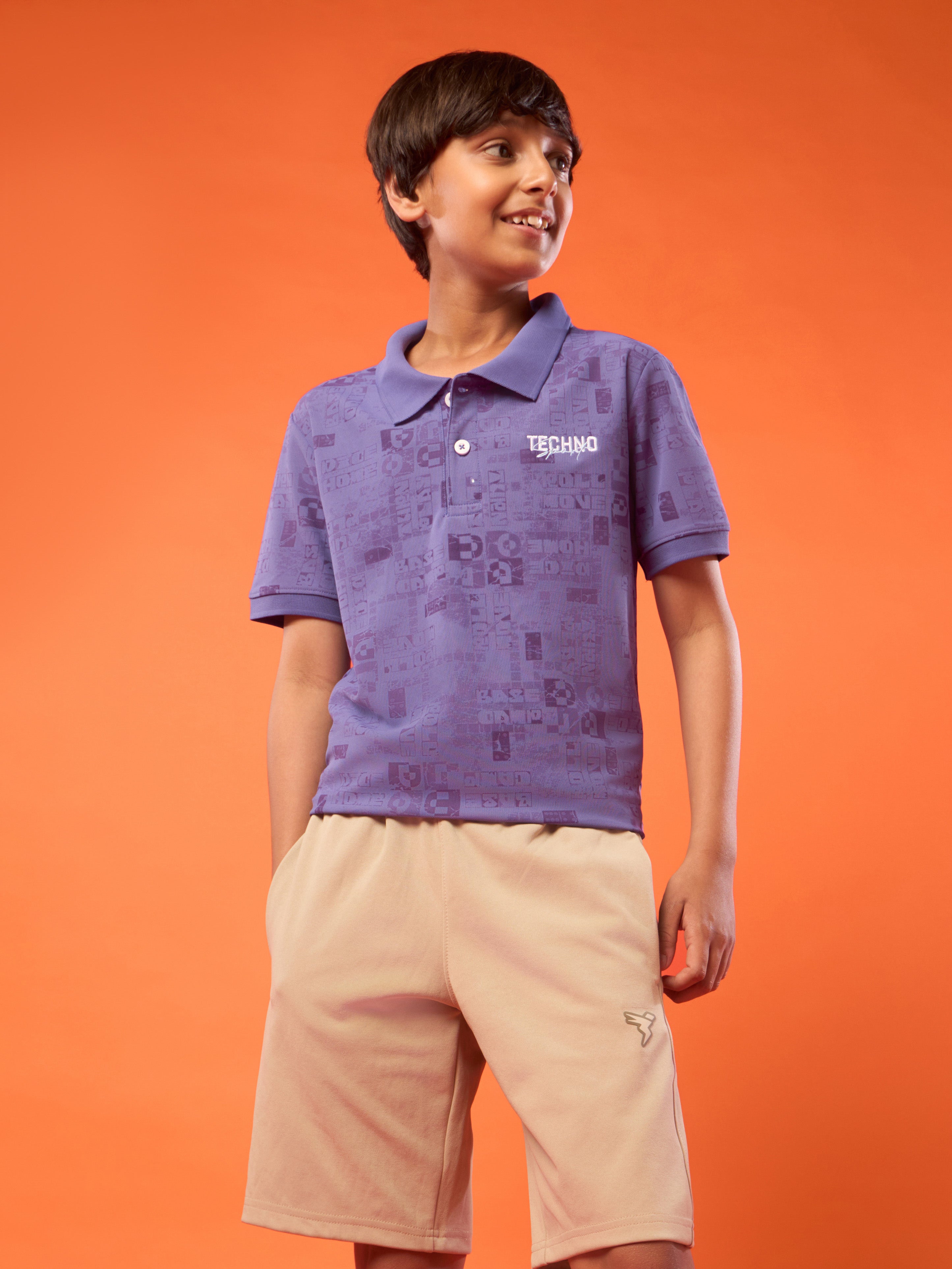 Boys Printed Slim Fit Polo Sports T-shirt with MATPIQ