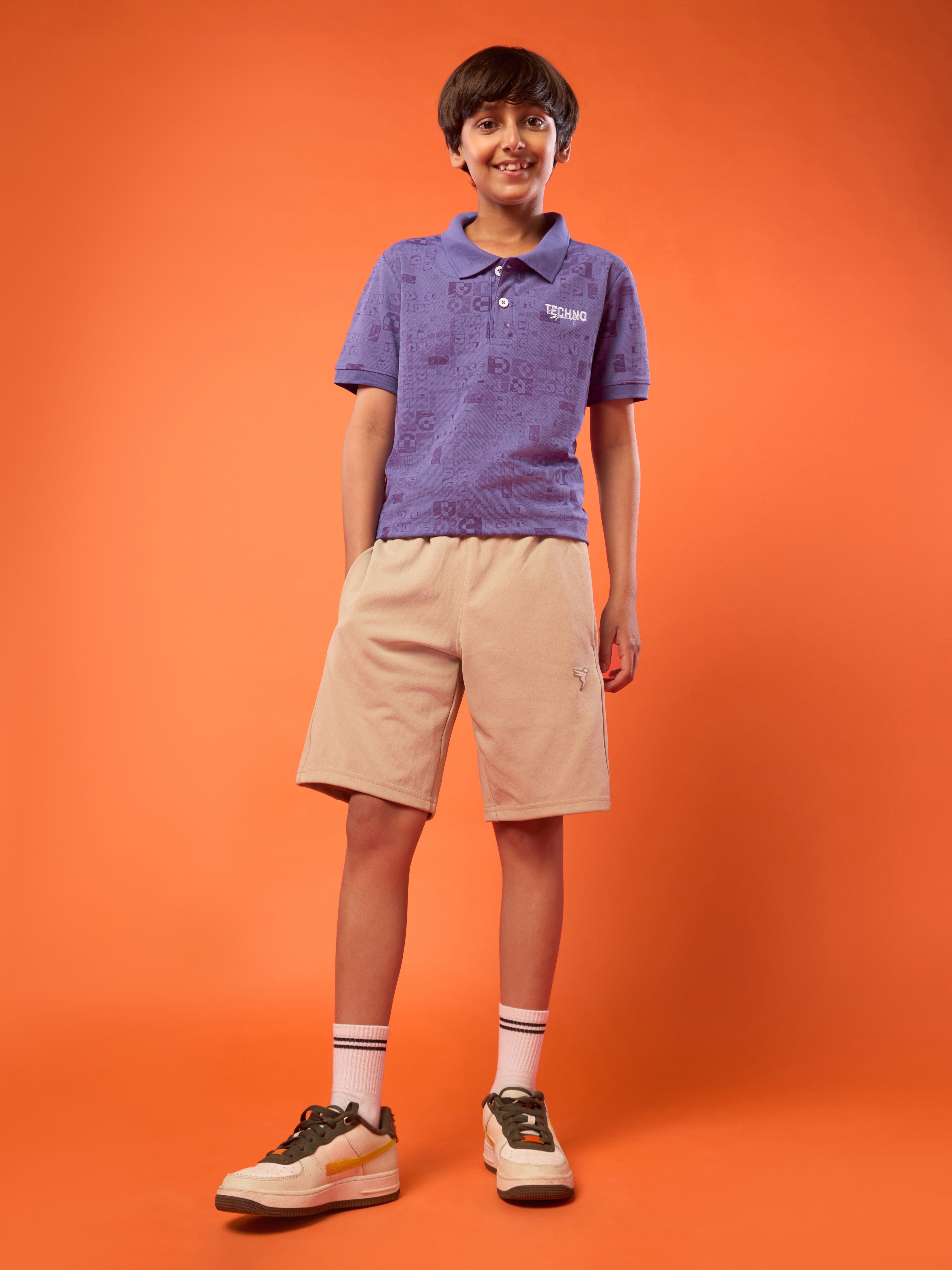 Boys Printed Slim Fit Polo Sports T-shirt with MATPIQ