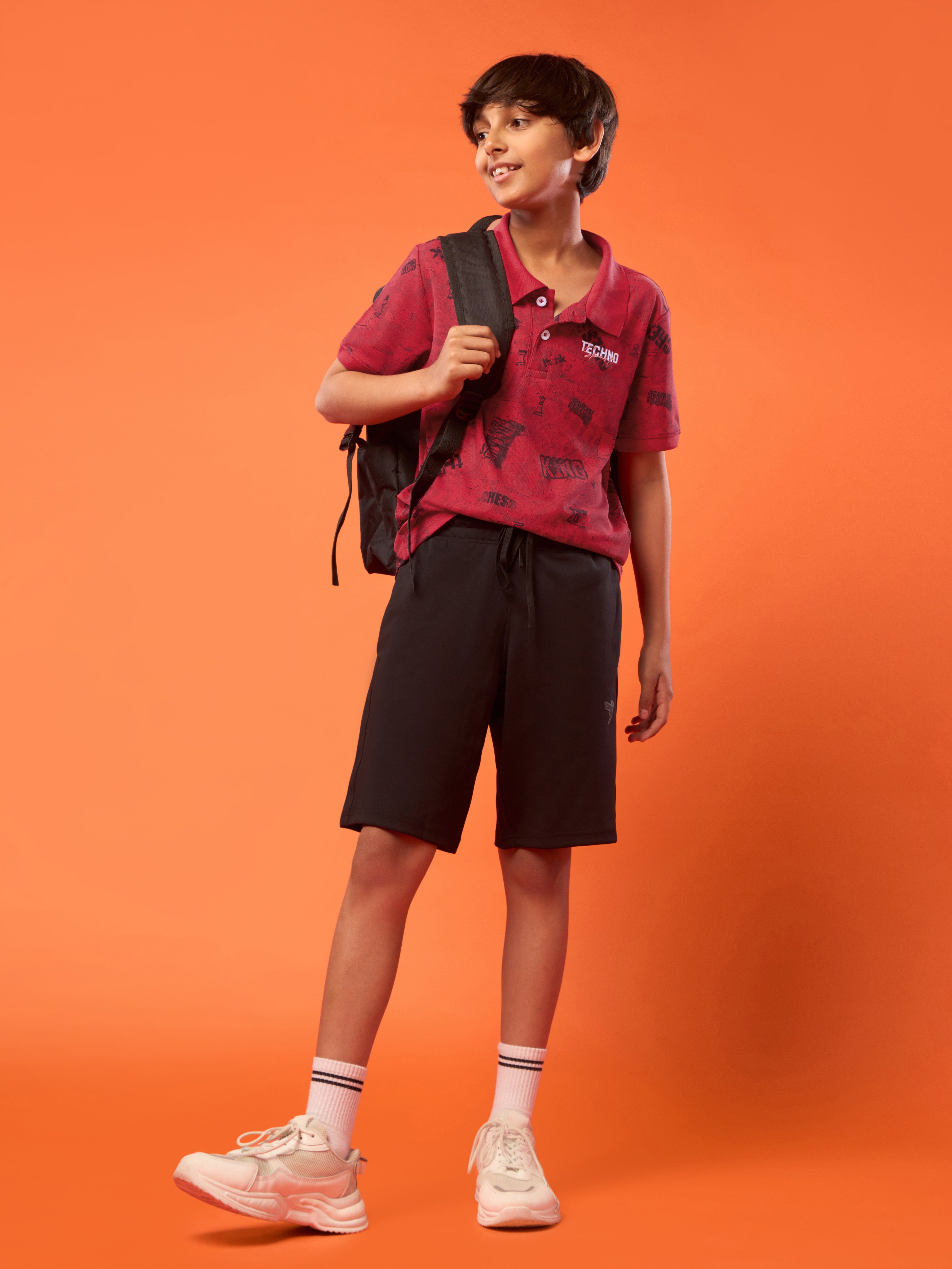 Boys Printed Slim Fit Polo Sports T-shirt with MATPIQ
