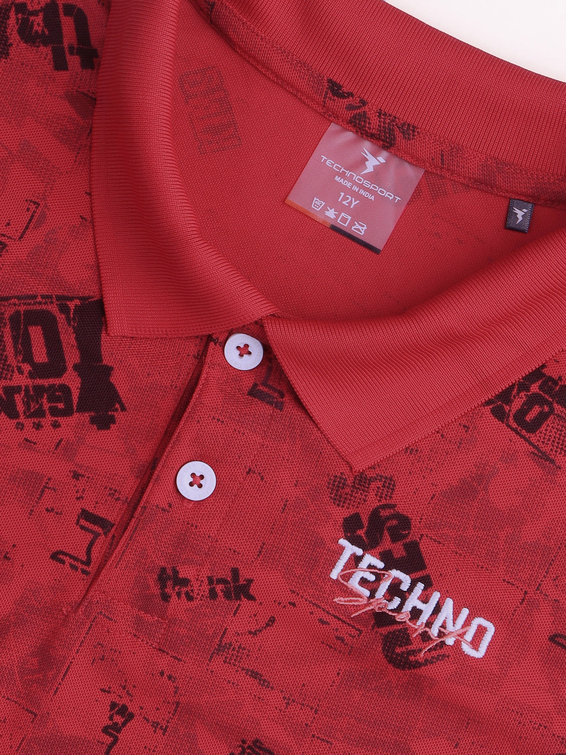 Boys Printed Slim Fit Polo Sports T-shirt with MATPIQ