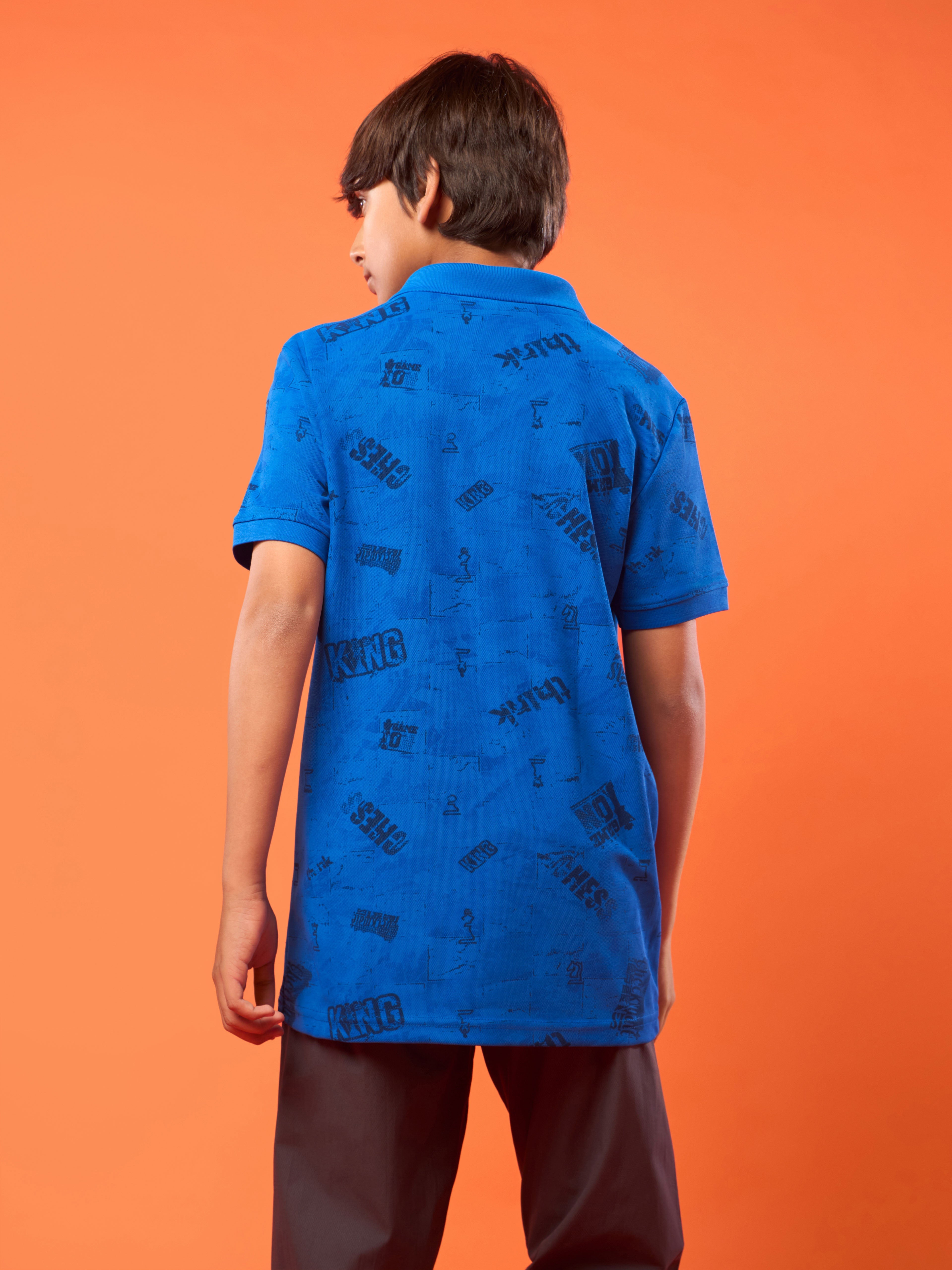 Boys Printed Slim Fit Polo Sports T-shirt with MATPIQ