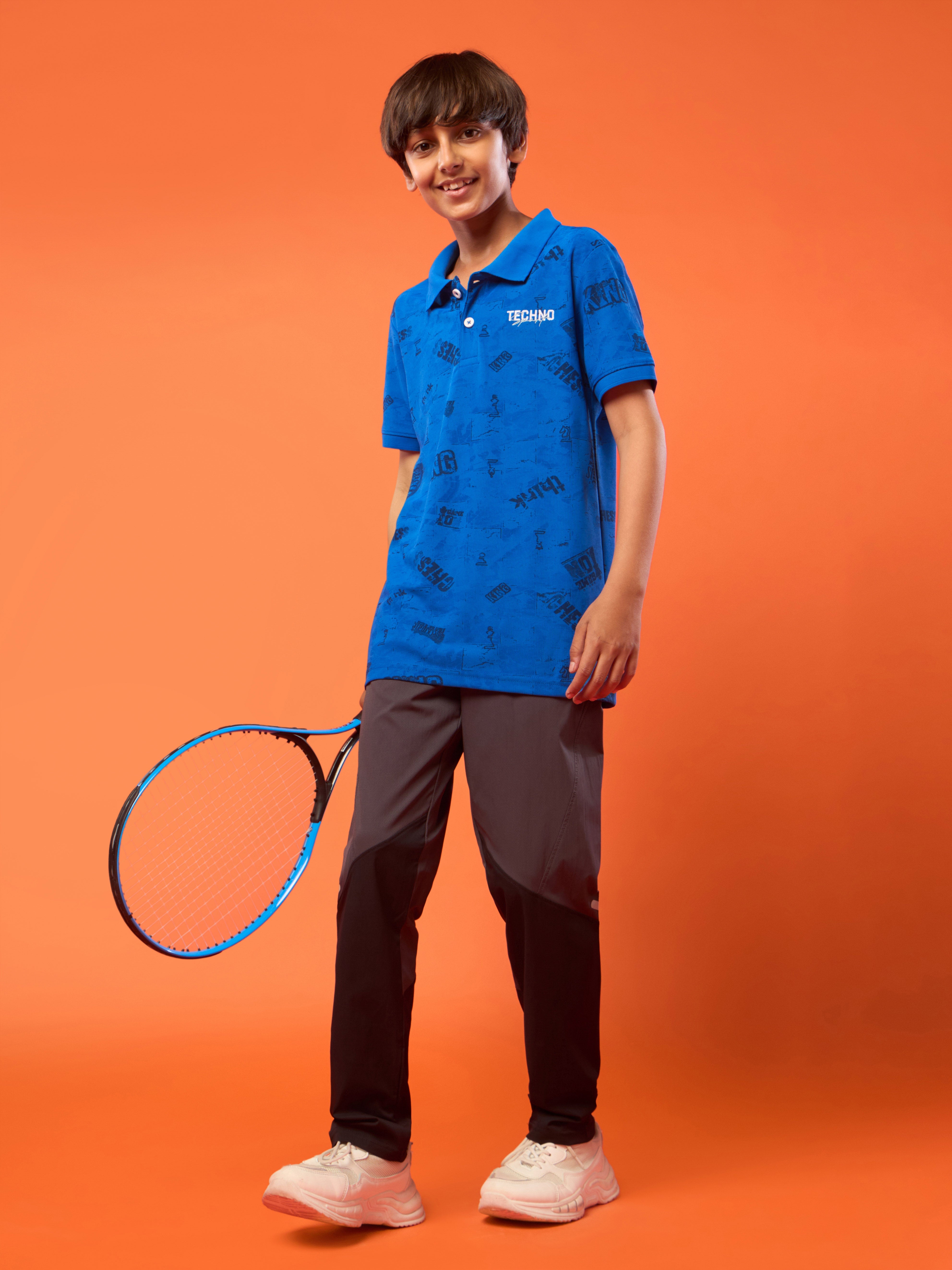 Boys Printed Slim Fit Polo Sports T-shirt with MATPIQ