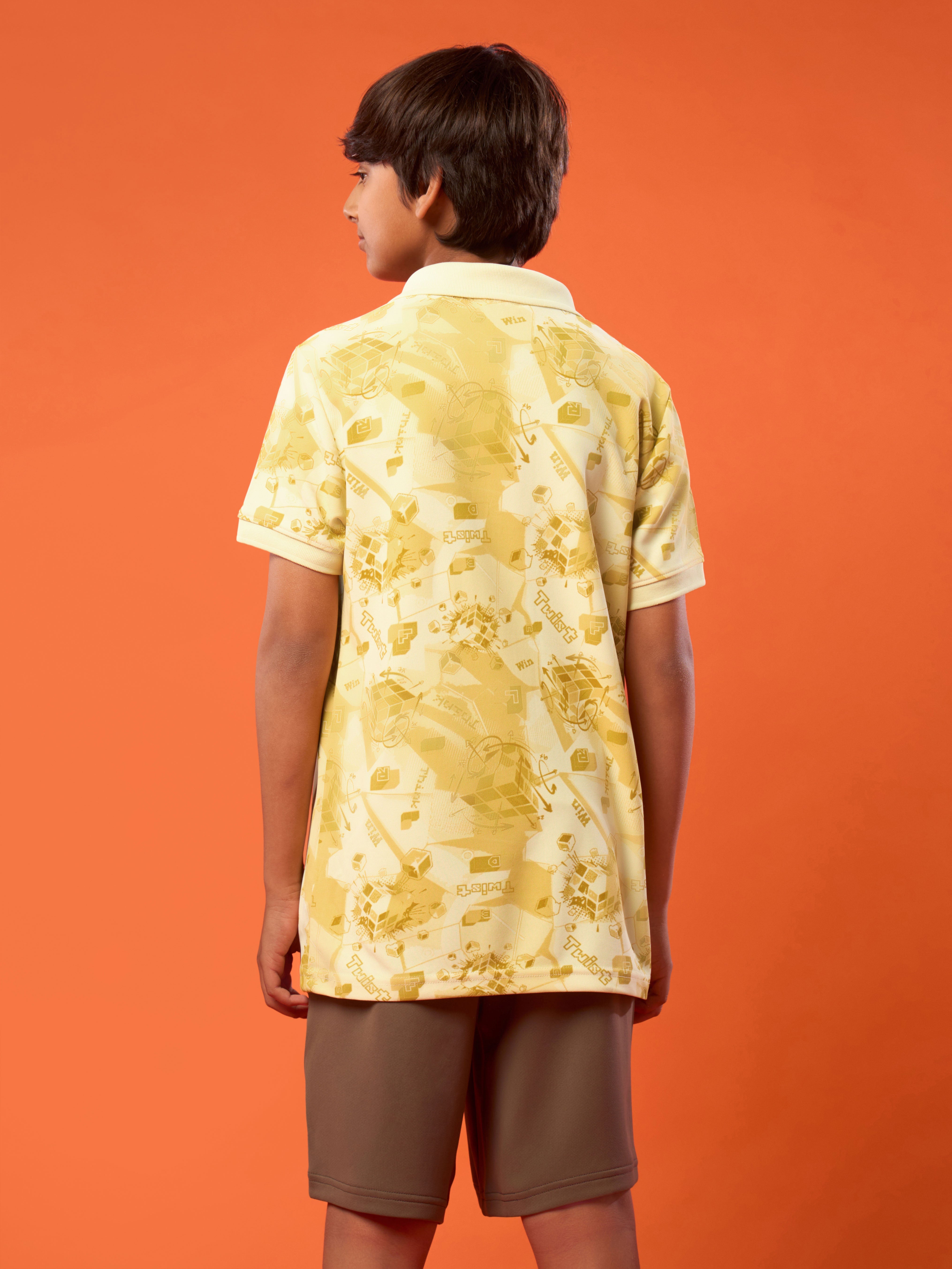 Boys Printed Slim Fit Polo Sports T-shirt with MATPIQ