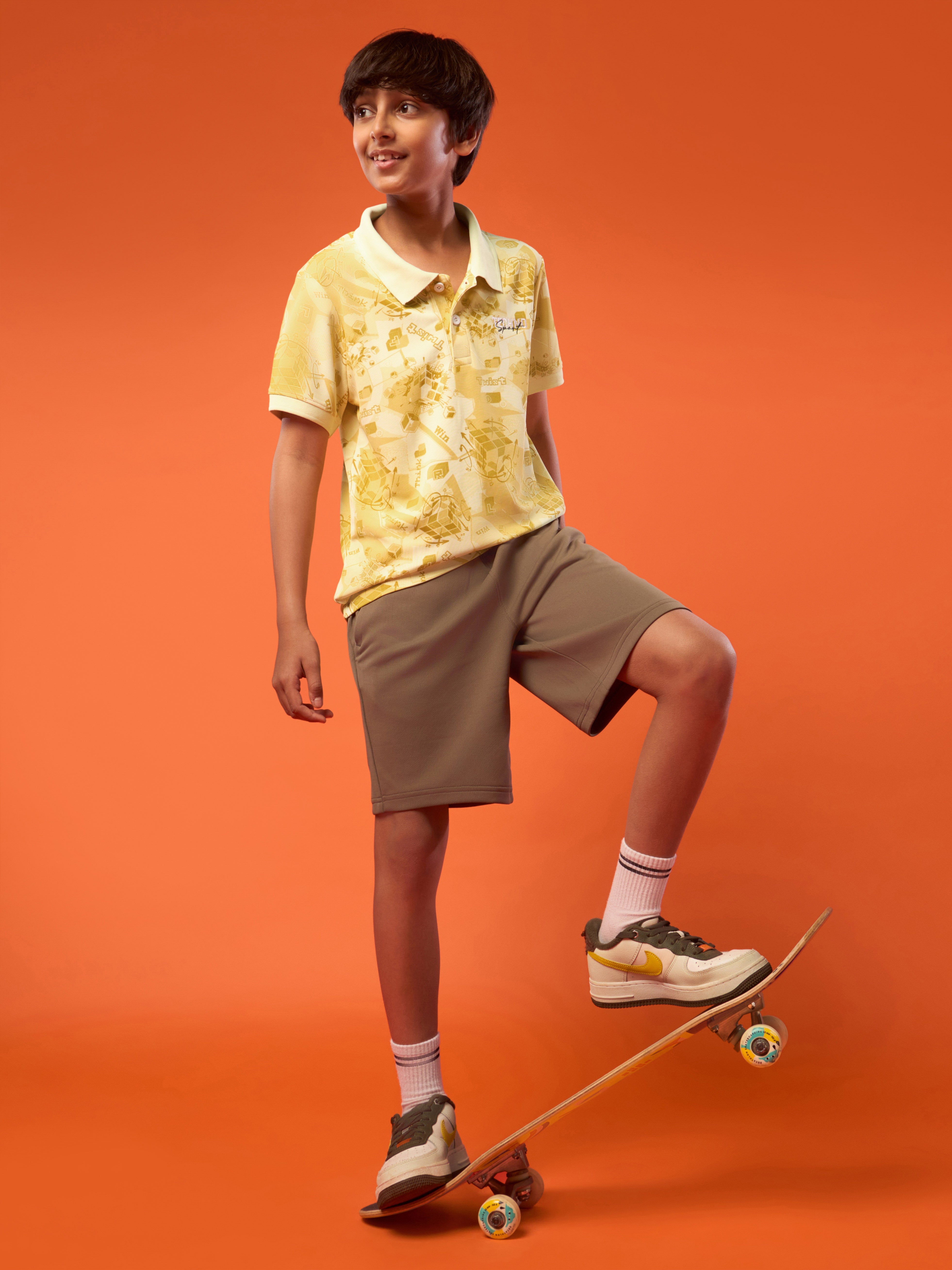 Boys Printed Slim Fit Polo Sports T-shirt with MATPIQ