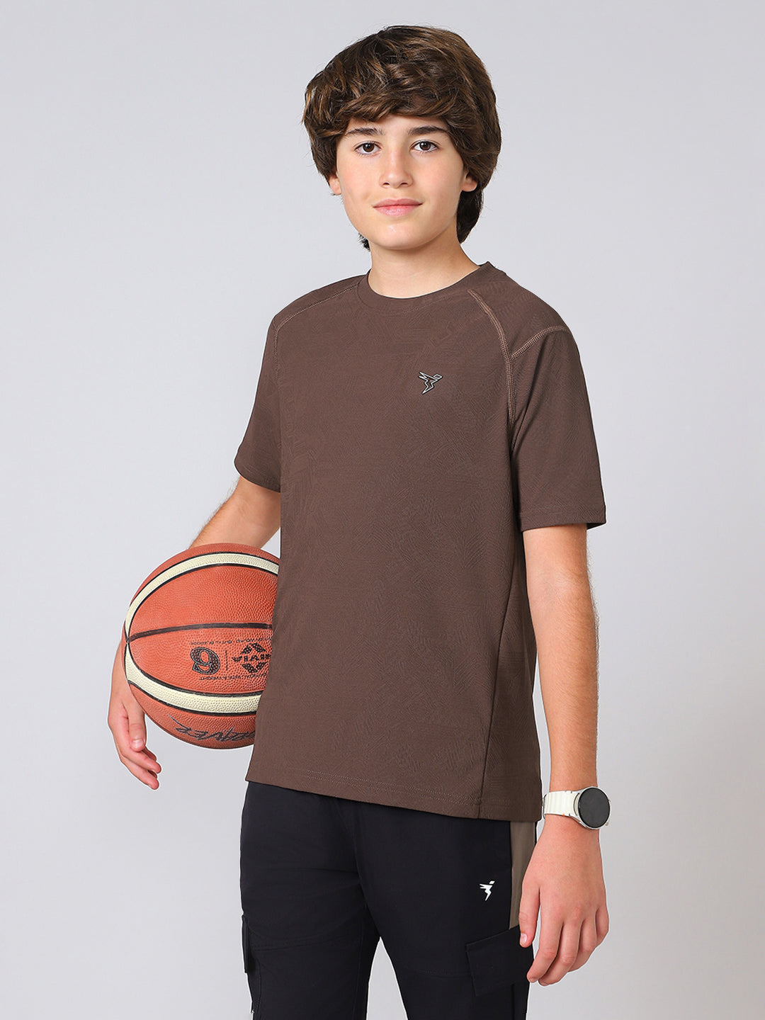 Boys Solid Slim Fit Crew Neck Sports T-shirt with MATPIQ