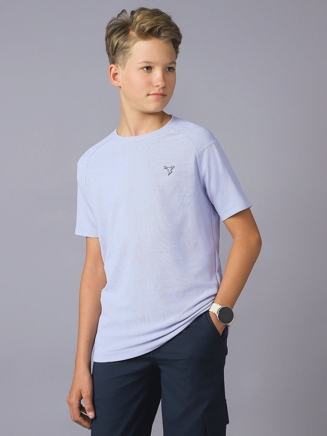 Boys Solid Slim Fit Crew Neck Sports T-shirt with MATPIQ
