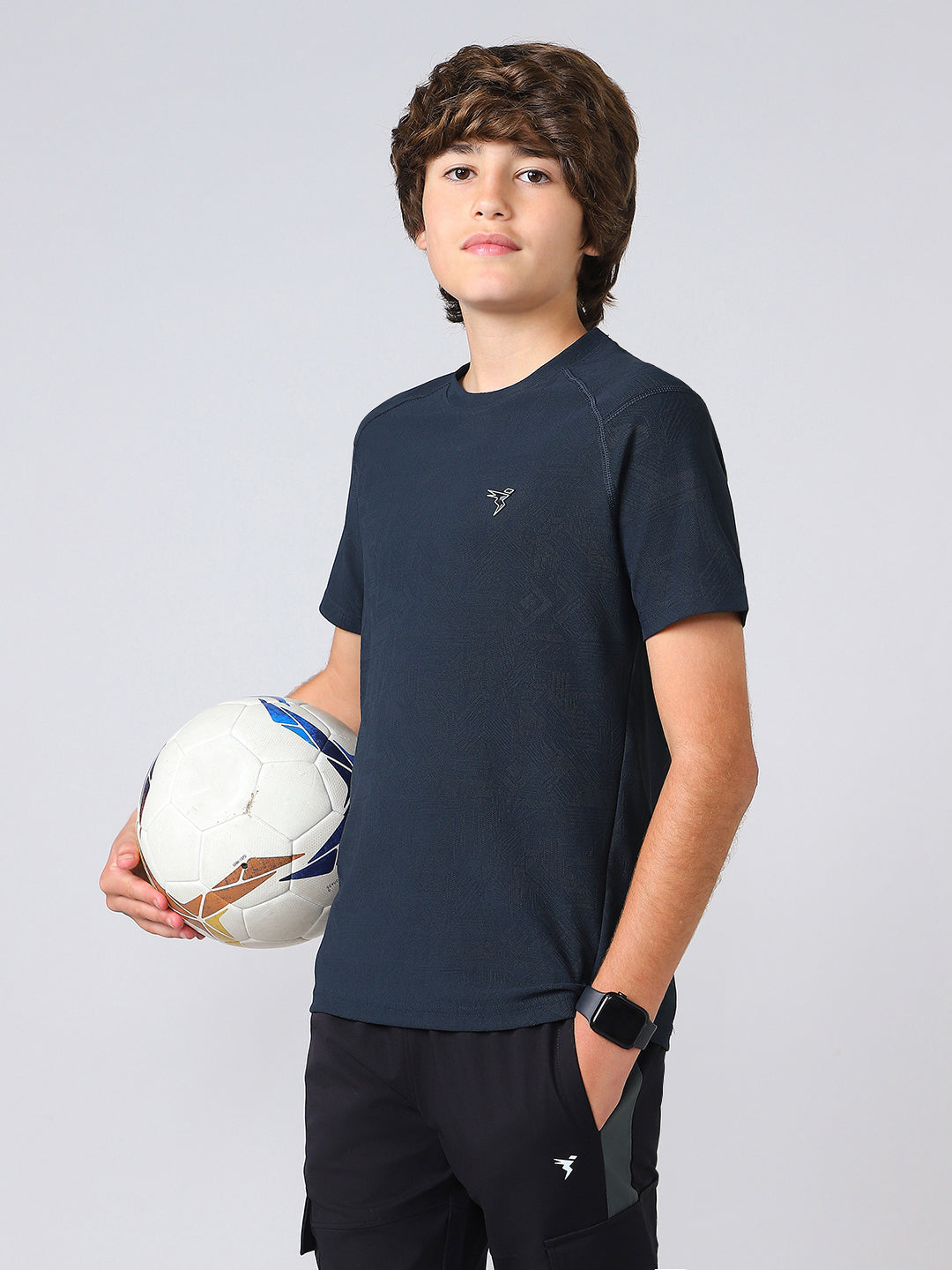 Boys Solid Slim Fit Crew Neck Sports T-shirt with MATPIQ