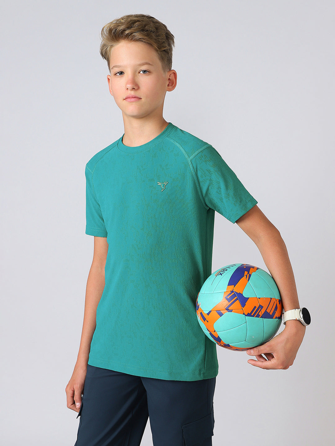 Boys Solid Slim Fit Crew Neck Sports T-shirt with MATPIQ