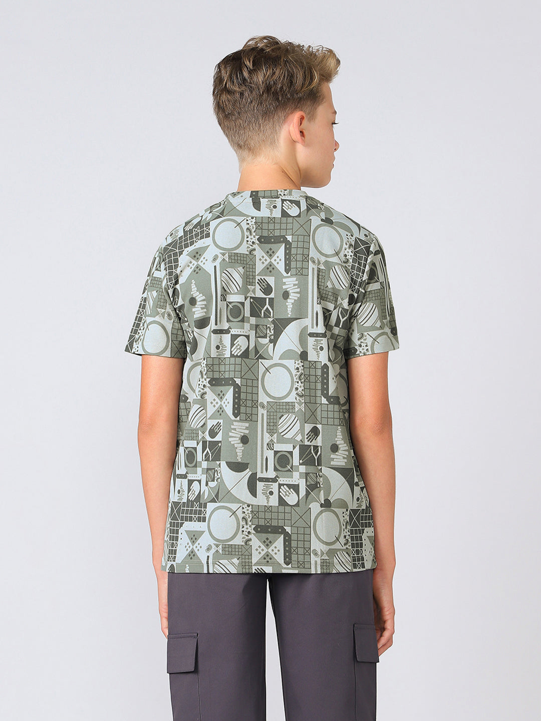 Boys Jacquard Slim Fit Crew Neck Sports T-shirt with MATPIQ