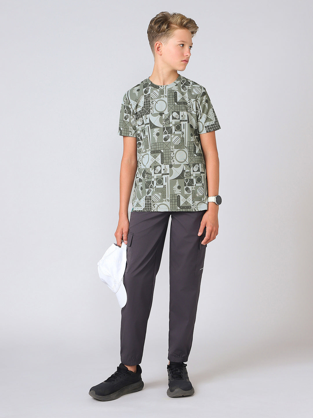 Boys Jacquard Slim Fit Crew Neck Sports T-shirt with MATPIQ