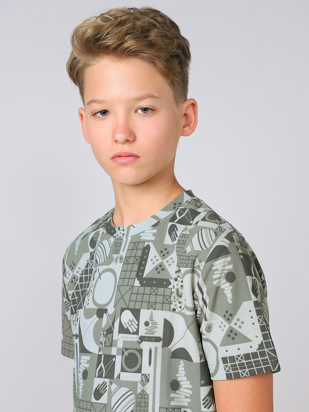 Boys Jacquard Slim Fit Crew Neck Sports T-shirt with MATPIQ