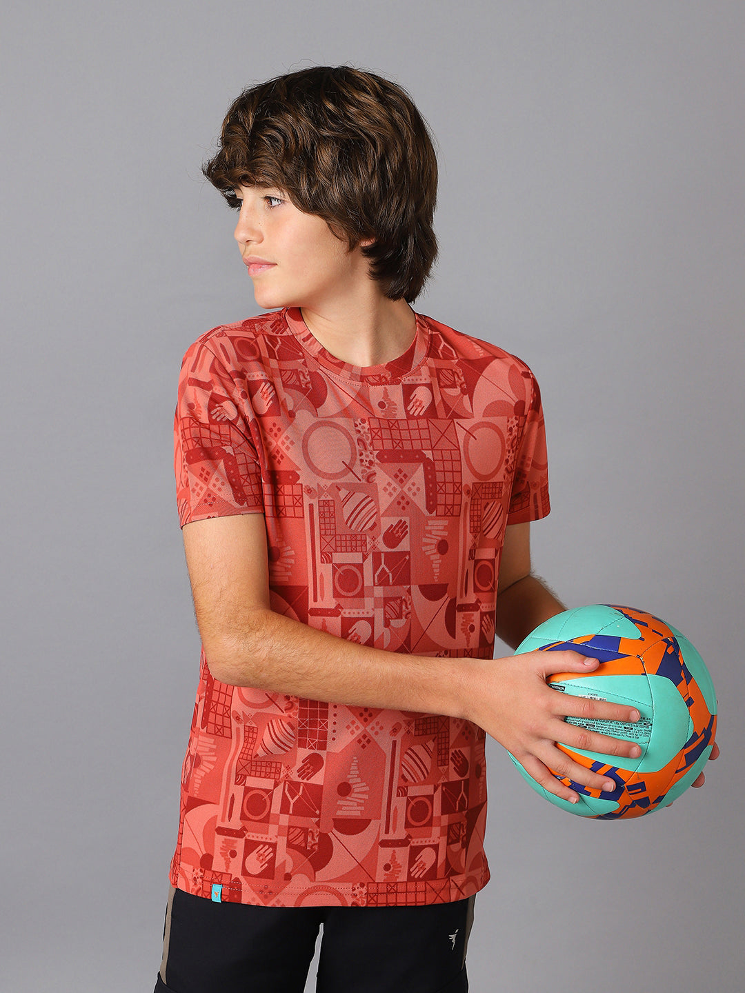 Boys Jacquard Slim Fit Crew Neck Sports T-shirt with MATPIQ