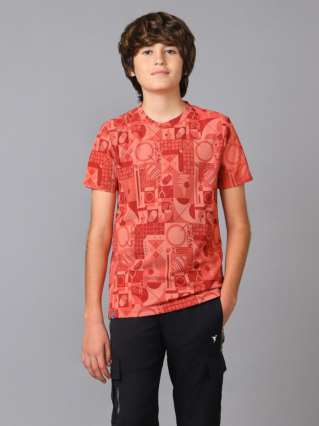 Boys Jacquard Slim Fit Crew Neck Sports T-shirt with MATPIQ