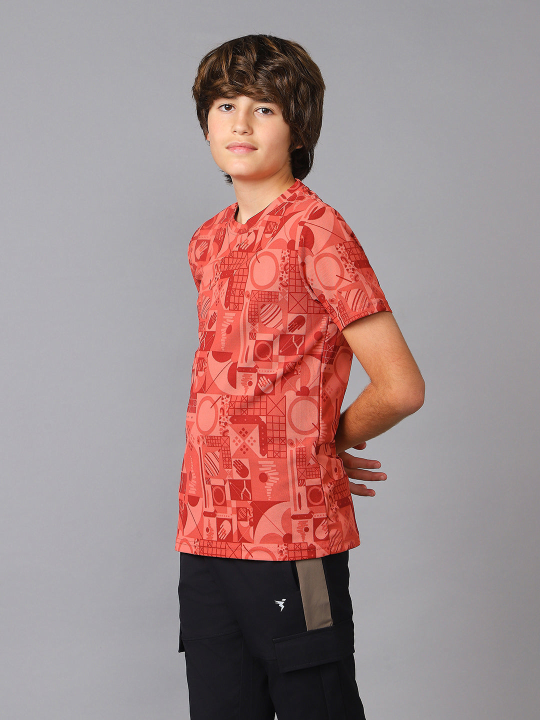 Boys Jacquard Slim Fit Crew Neck Sports T-shirt with MATPIQ