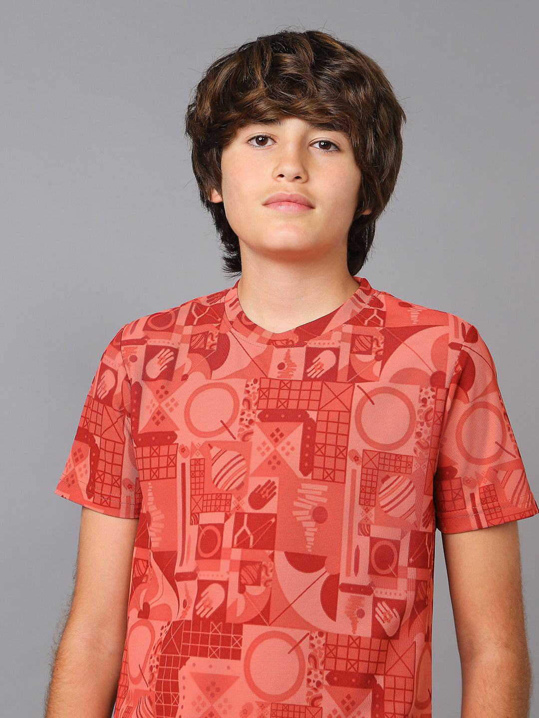 Boys Jacquard Slim Fit Crew Neck Sports T-shirt with MATPIQ