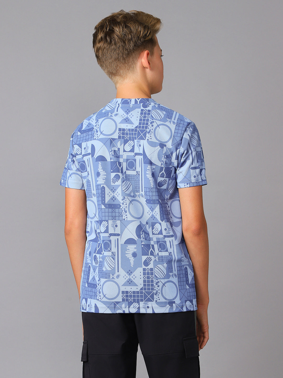 Boys Jacquard Slim Fit Crew Neck Sports T-shirt with MATPIQ