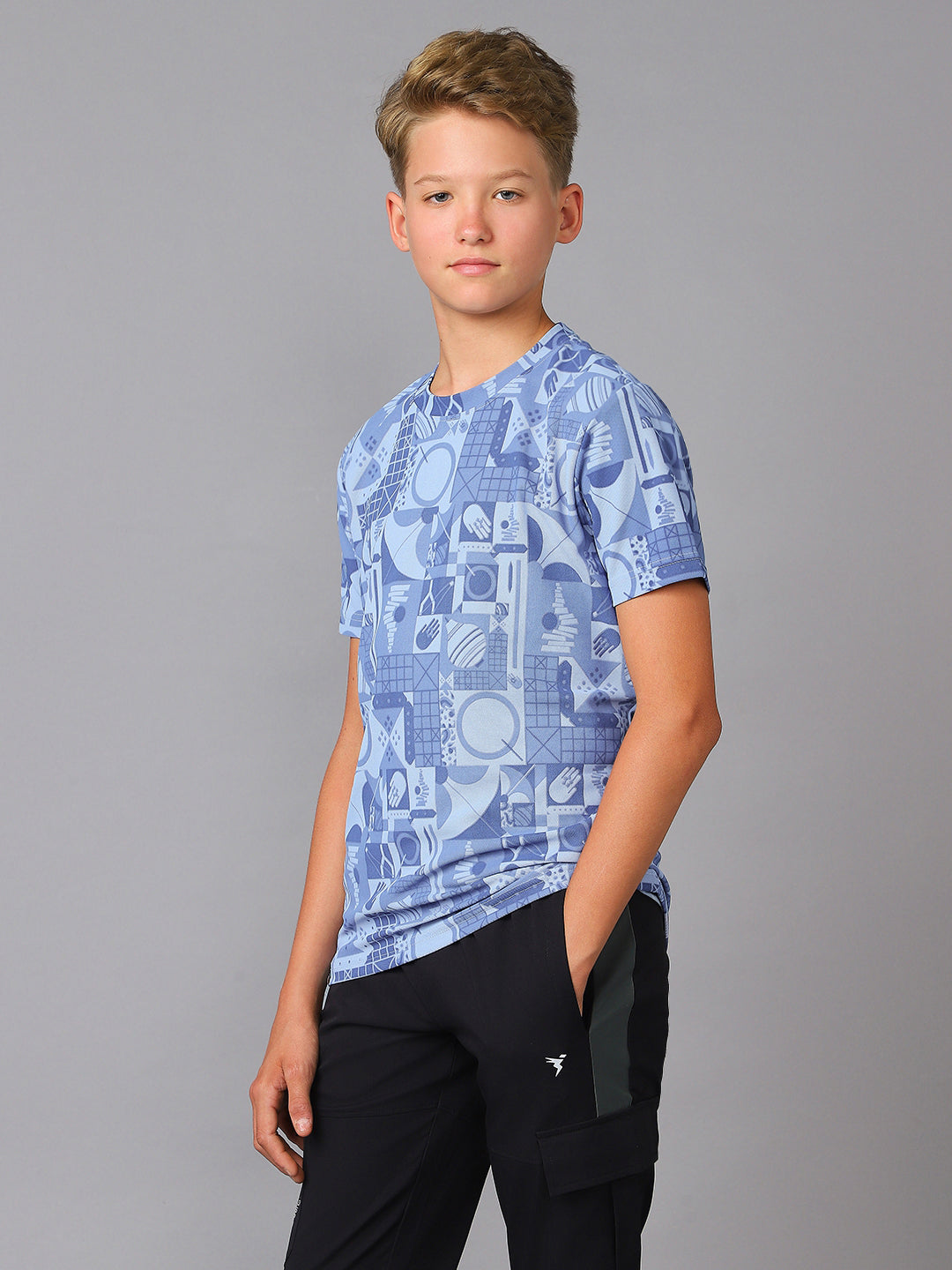 Boys Jacquard Slim Fit Crew Neck Sports T-shirt with MATPIQ