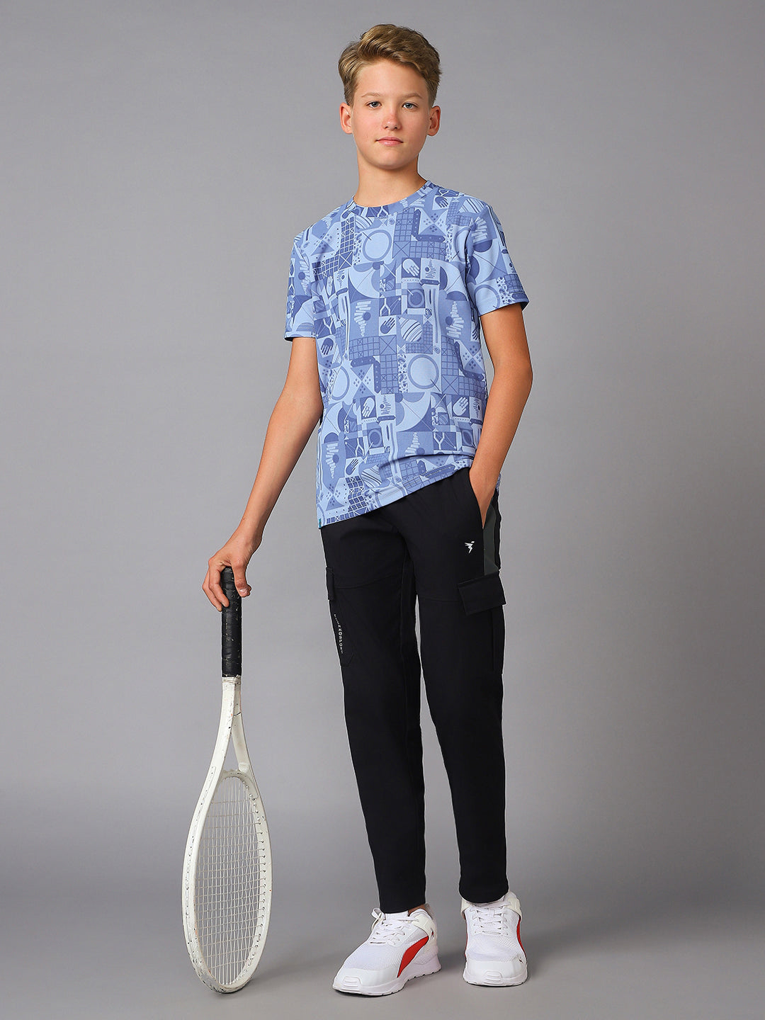 Boys Jacquard Slim Fit Crew Neck Sports T-shirt with MATPIQ