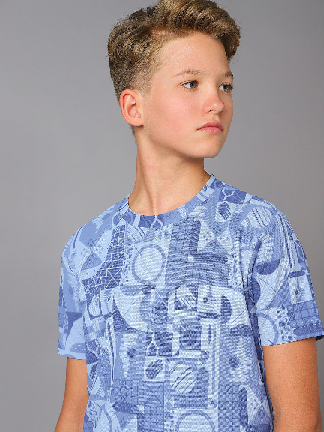 Boys Jacquard Slim Fit Crew Neck Sports T-shirt with MATPIQ