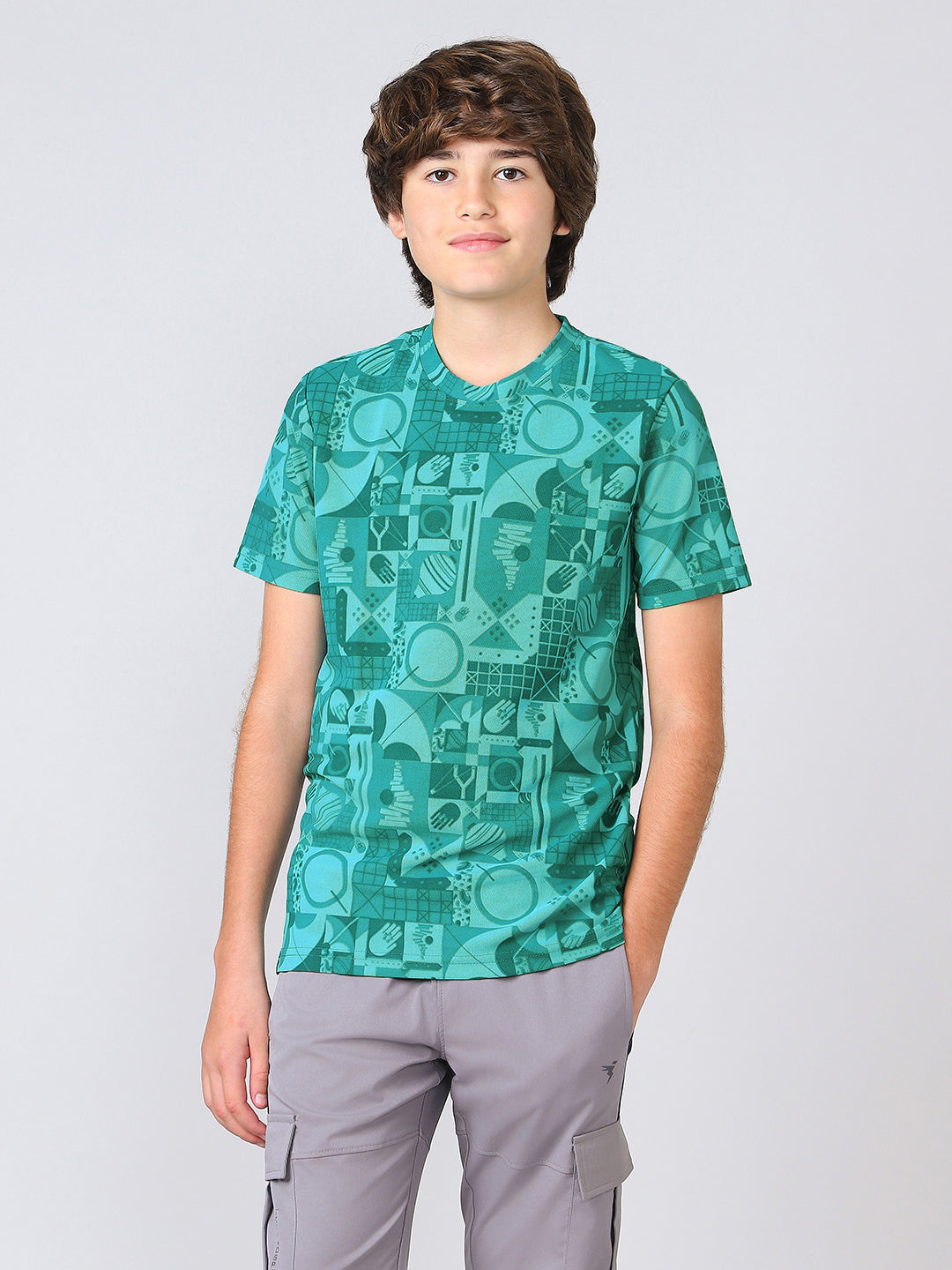 Boys Jacquard Slim Fit Crew Neck Sports T-shirt with MATPIQ