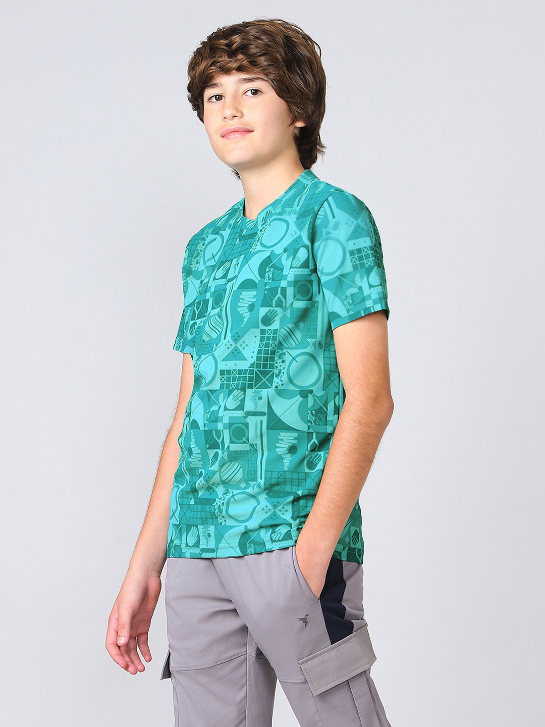 Boys Jacquard Slim Fit Crew Neck Sports T-shirt with MATPIQ