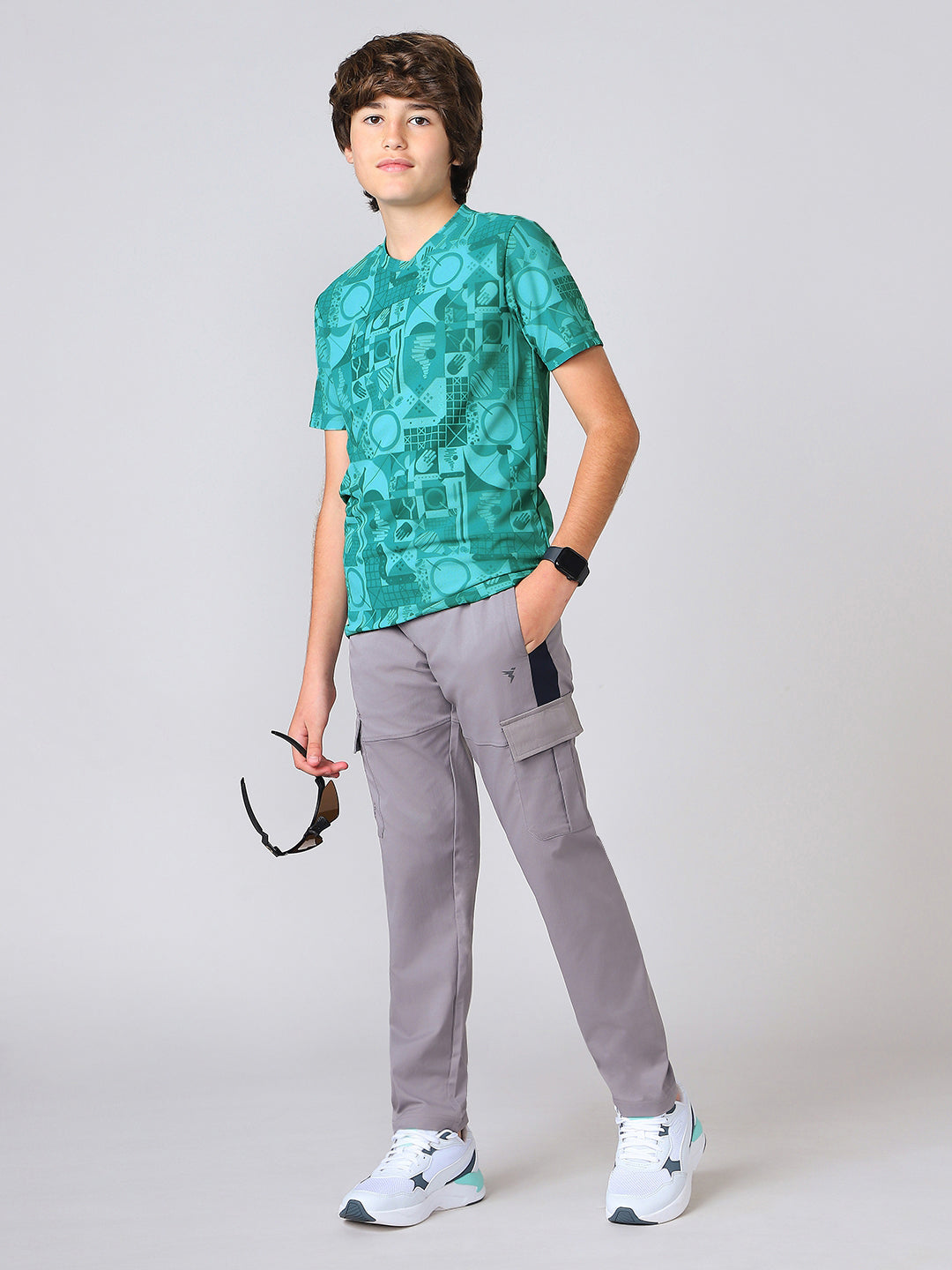 Boys Jacquard Slim Fit Crew Neck Sports T-shirt with MATPIQ