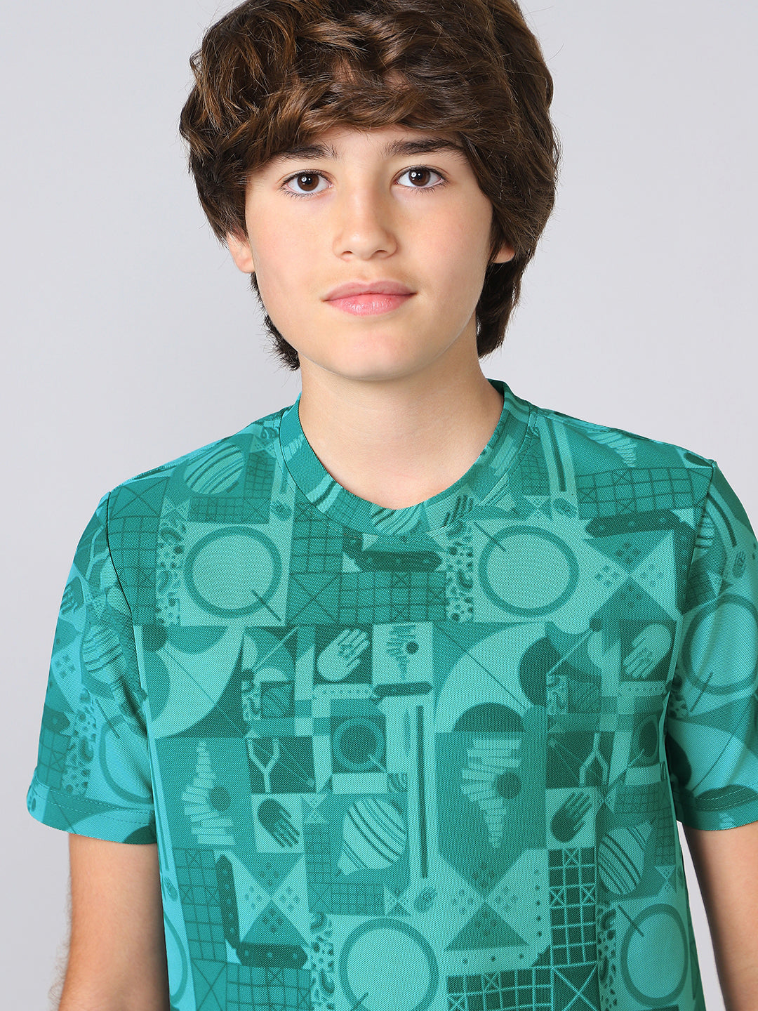 Boys Jacquard Slim Fit Crew Neck Sports T-shirt with MATPIQ