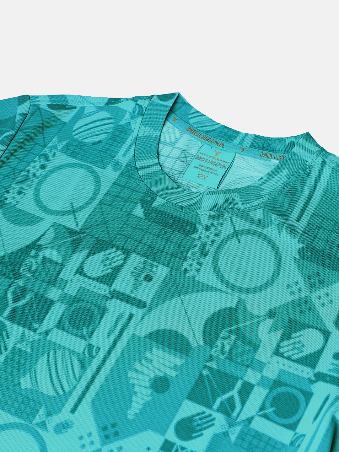 Boys Jacquard Slim Fit Crew Neck Sports T-shirt with MATPIQ