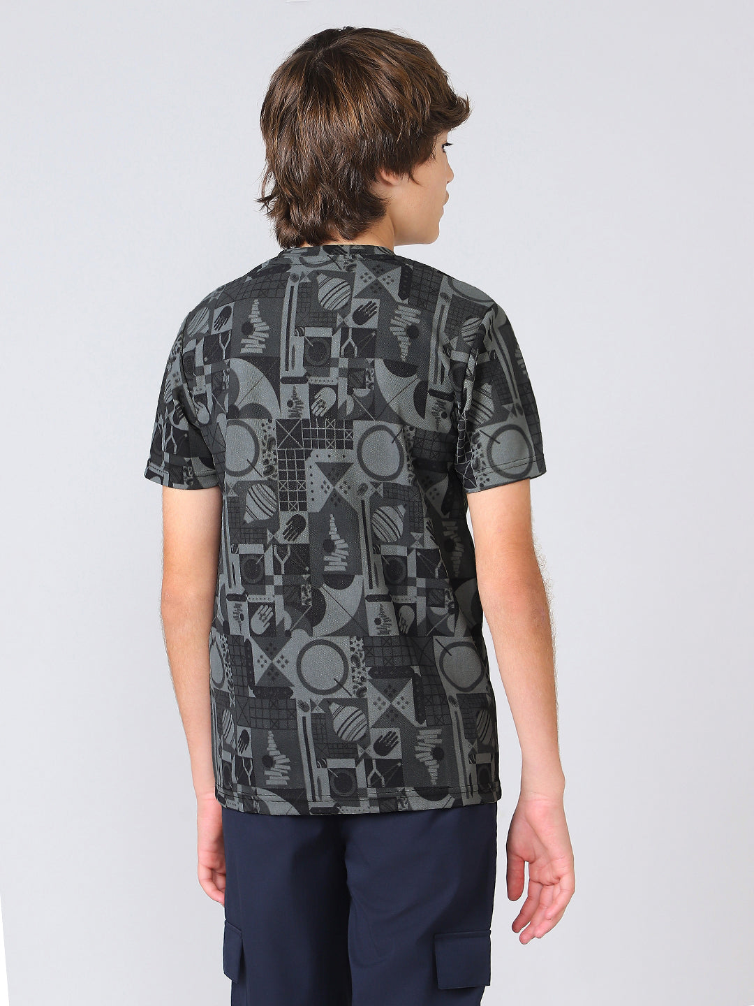 Boys Jacquard Slim Fit Crew Neck Sports T-shirt with MATPIQ