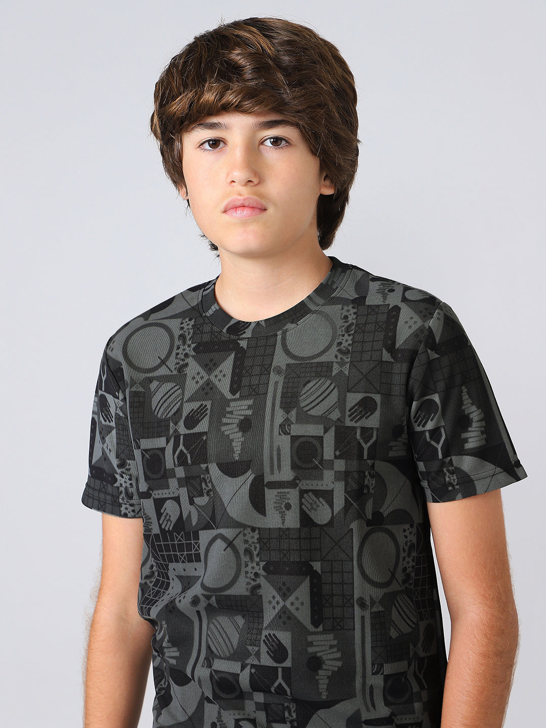 Boys Jacquard Slim Fit Crew Neck Sports T-shirt with MATPIQ