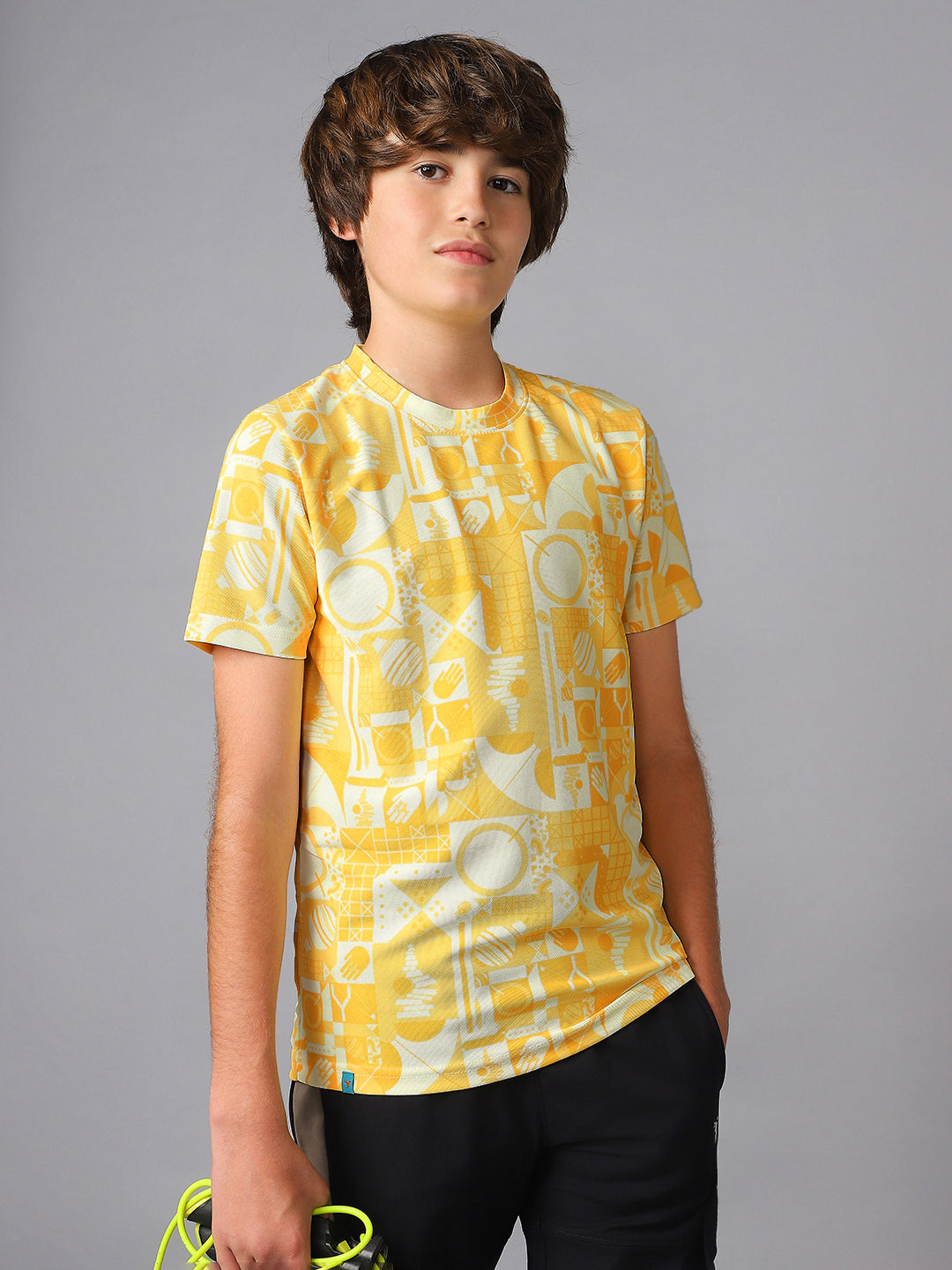 Boys Jacquard Slim Fit Crew Neck Sports T-shirt with MATPIQ