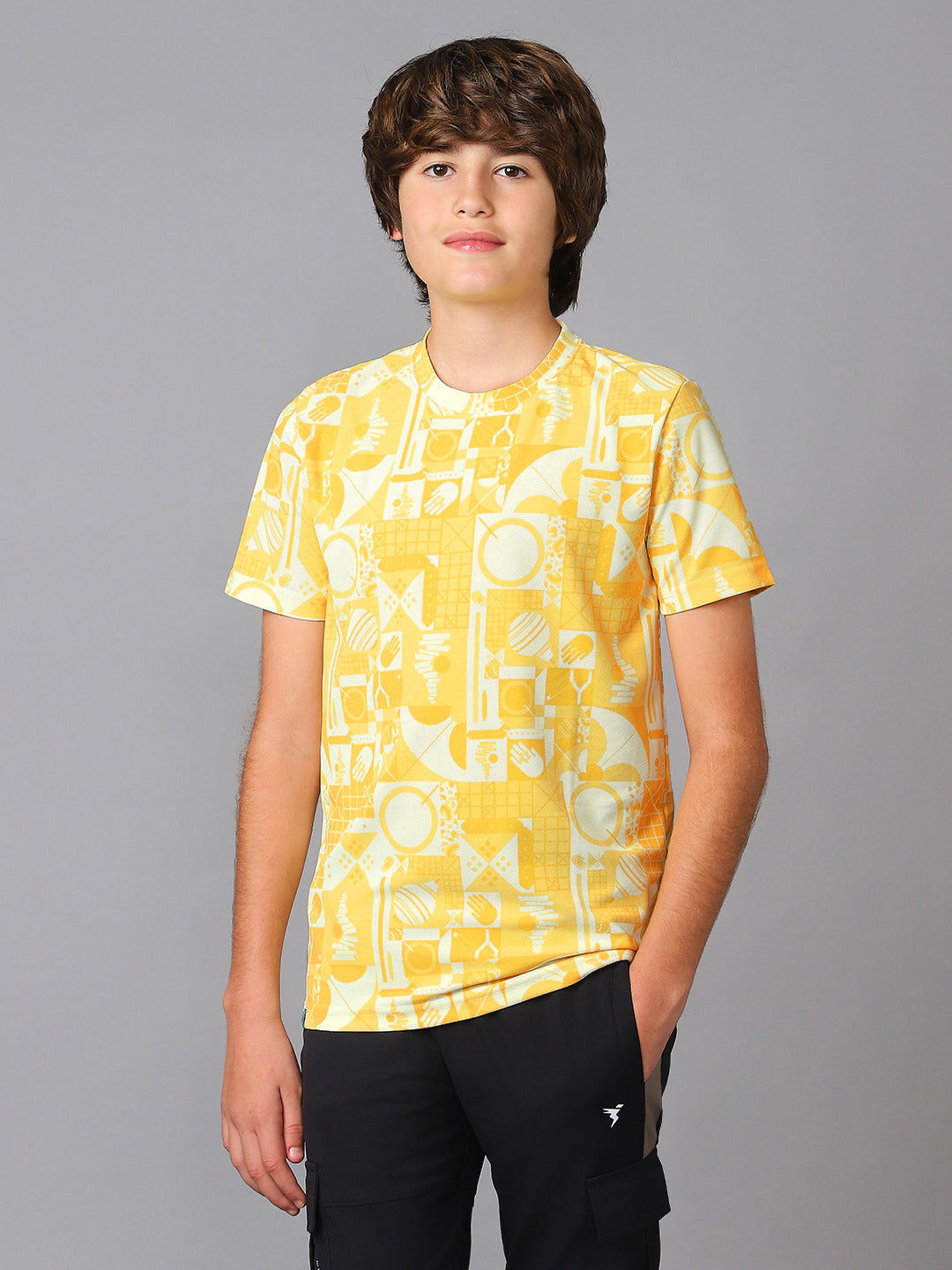 Boys Jacquard Slim Fit Crew Neck Sports T-shirt with MATPIQ