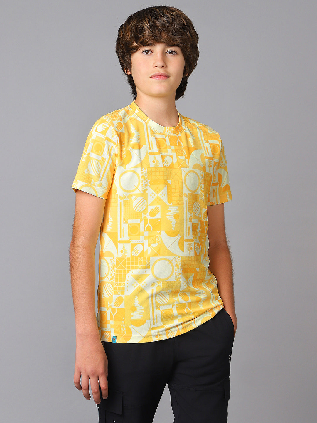 Boys Jacquard Slim Fit Crew Neck Sports T-shirt with MATPIQ