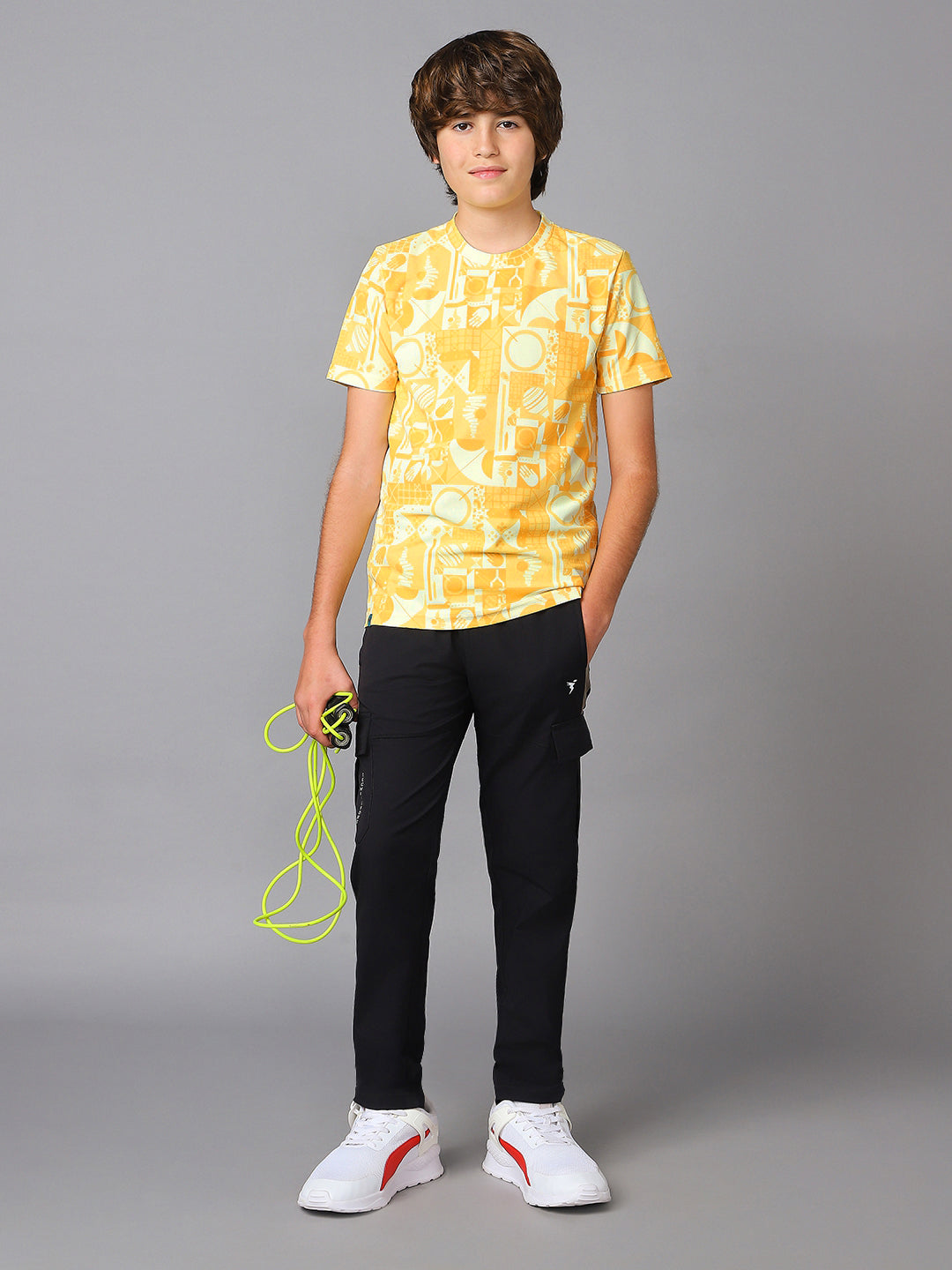 Boys Jacquard Slim Fit Crew Neck Sports T-shirt with MATPIQ