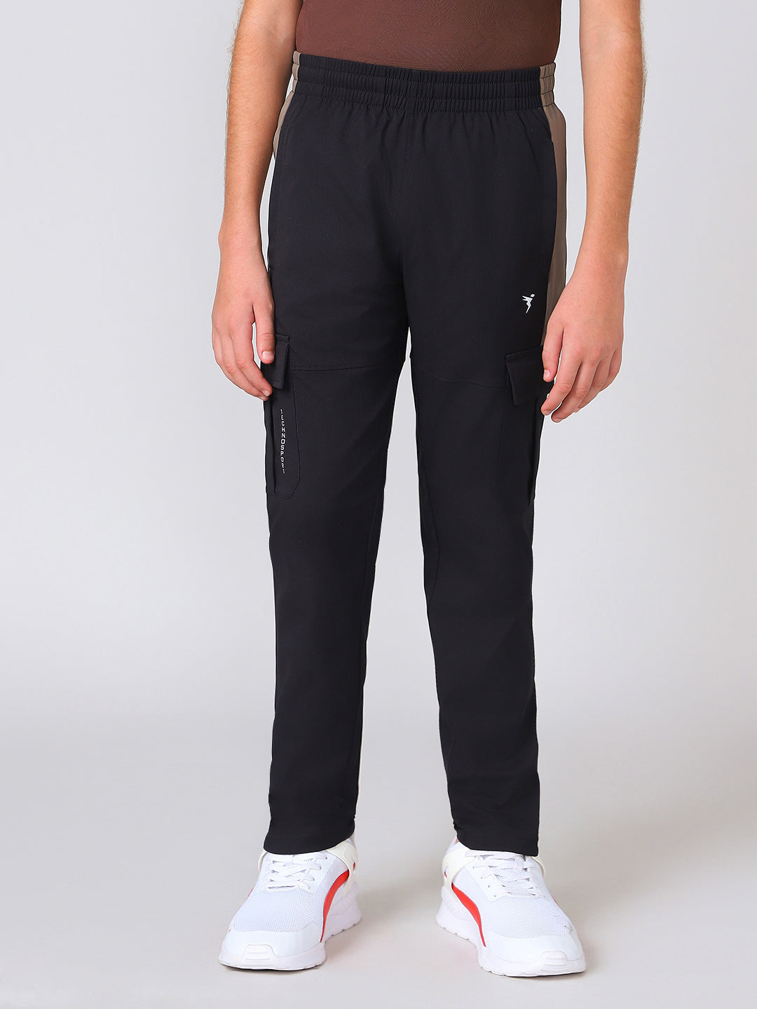Boys Colorblock Straight Fit Sports Cargo Trackpants with TS FLEXI