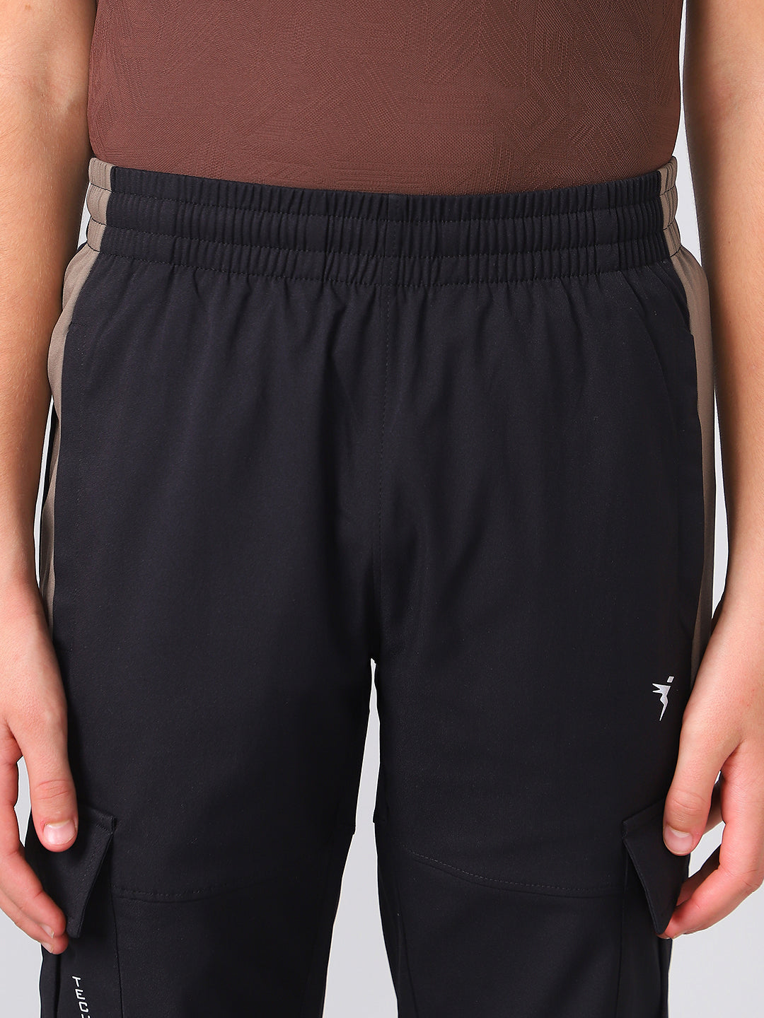 Boys Colorblock Straight Fit Sports Cargo Trackpants with TS FLEXI