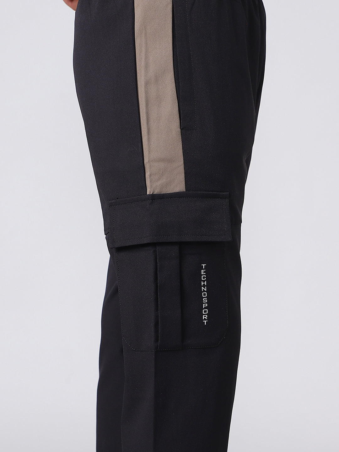Boys Colorblock Straight Fit Sports Cargo Trackpants with TS FLEXI
