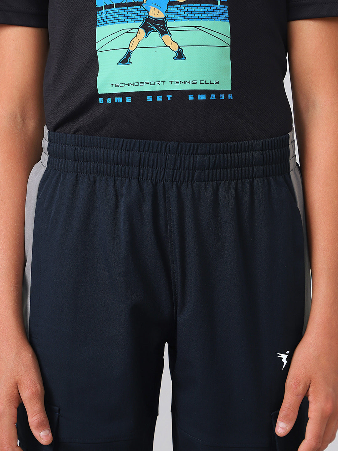 Boys Colorblock Straight Fit Sports Cargo Trackpants with TS FLEXI
