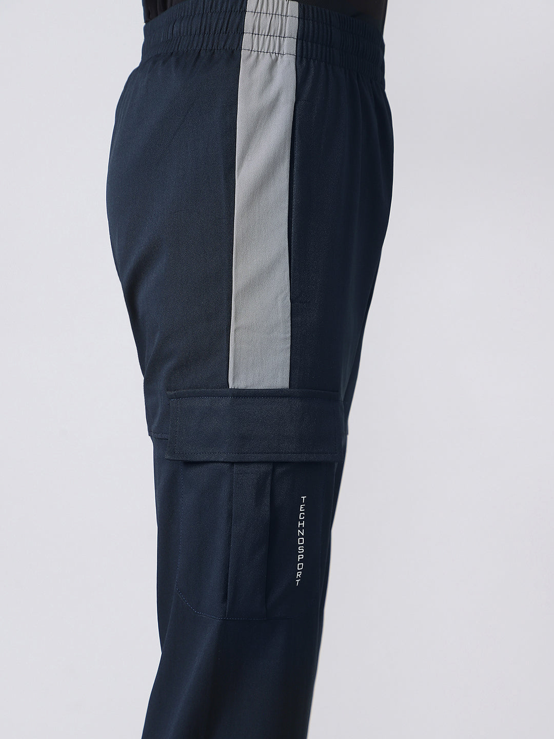 Boys Colorblock Straight Fit Sports Cargo Trackpants with TS FLEXI