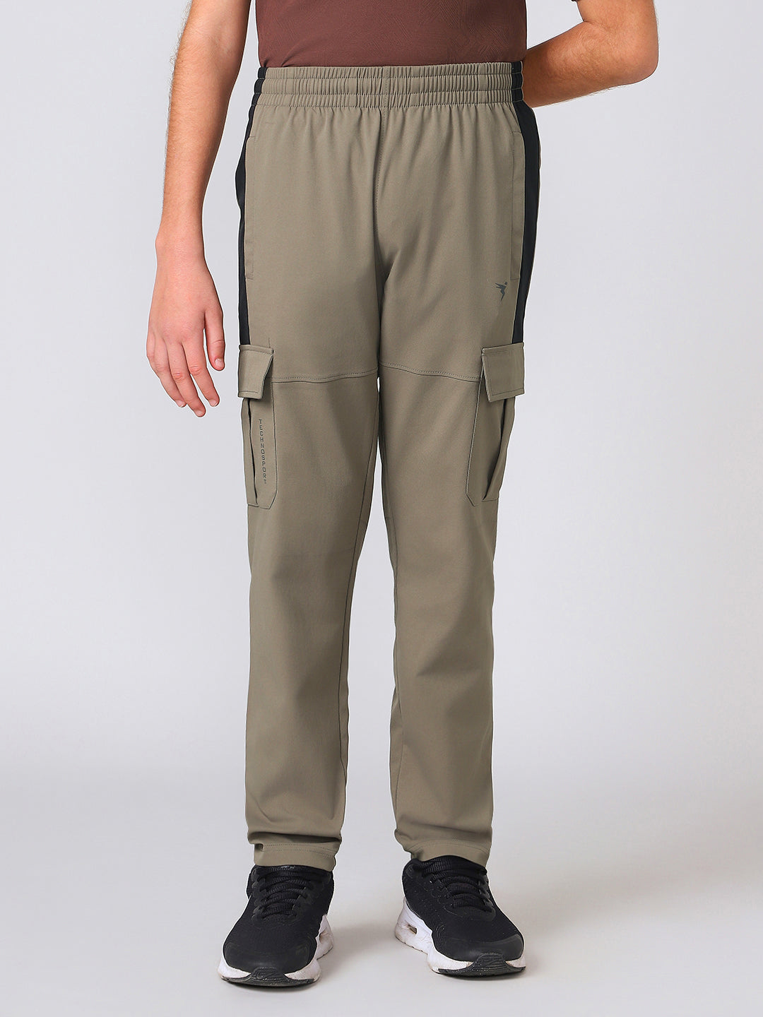 Boys Colorblock Straight Fit Sports Cargo Trackpants with TS FLEXI