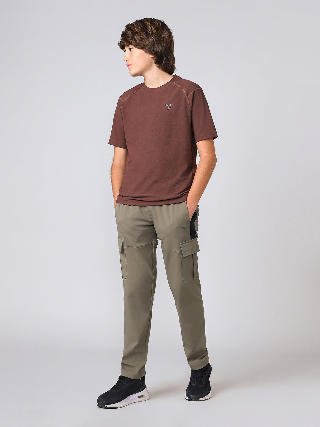 Boys Colorblock Straight Fit Sports Cargo Trackpants with TS FLEXI