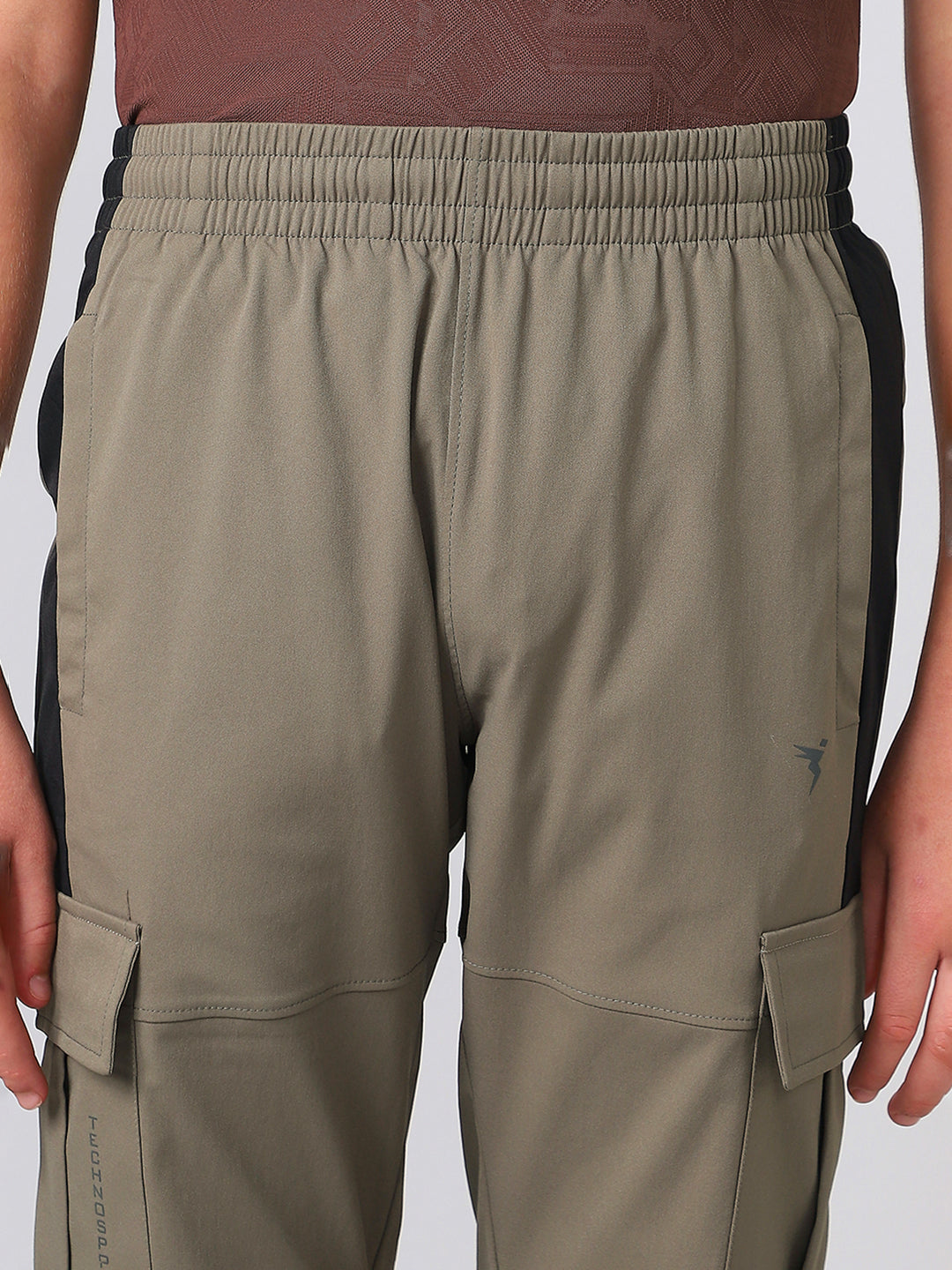 Boys Colorblock Straight Fit Sports Cargo Trackpants with TS FLEXI