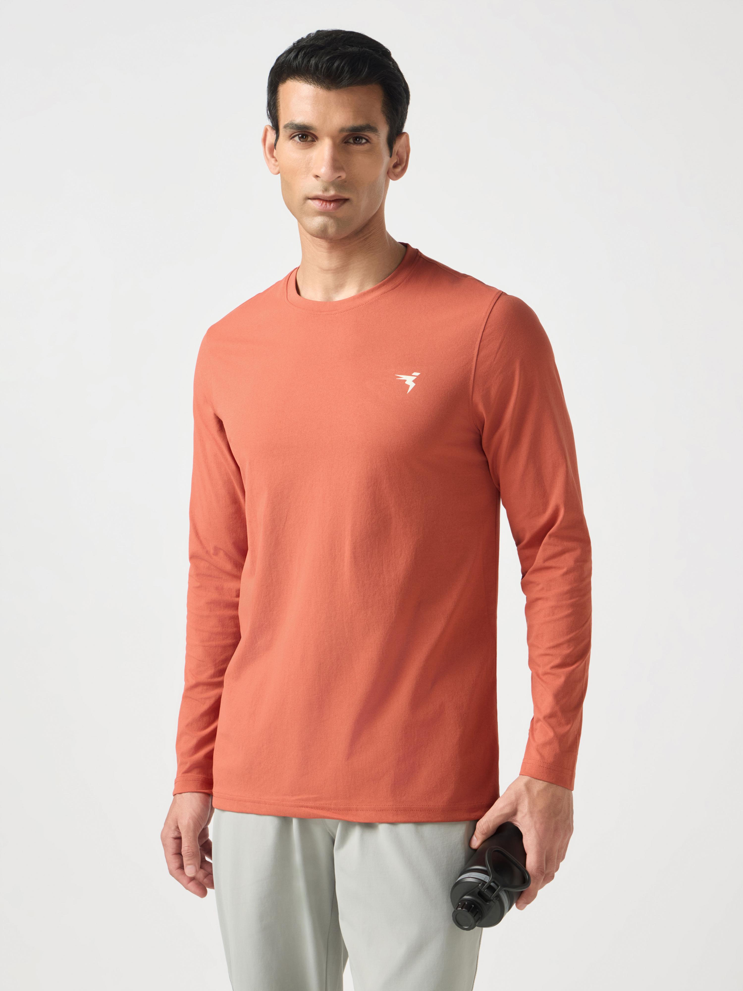 Men Solid Slim Fit Round Neck Sports T-shirt with COTFLEX