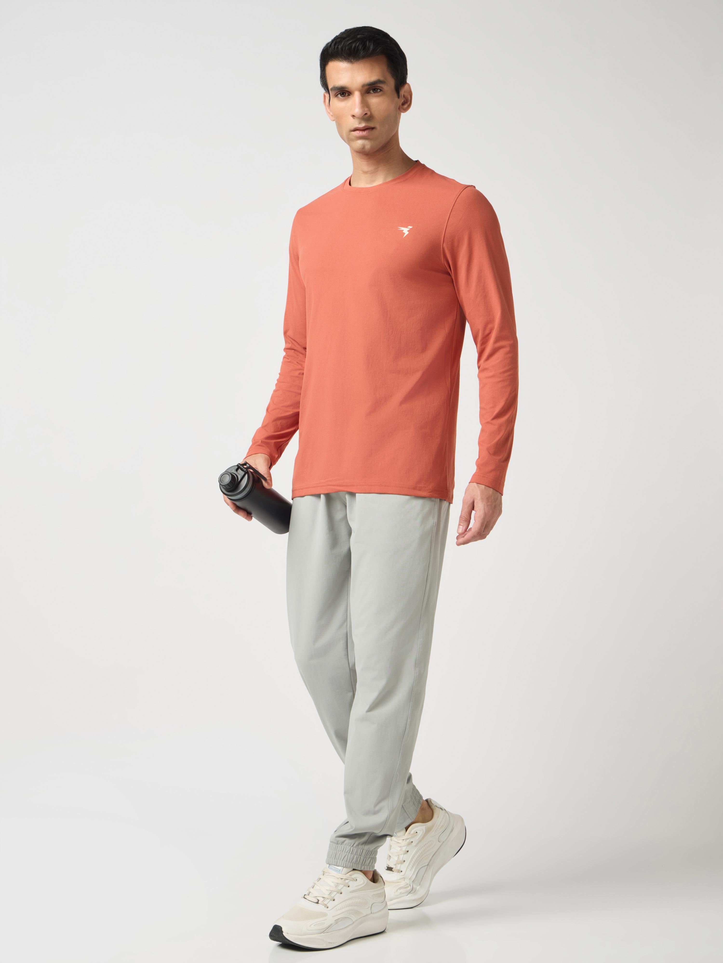 Men Solid Slim Fit Round Neck Sports T-shirt with COTFLEX