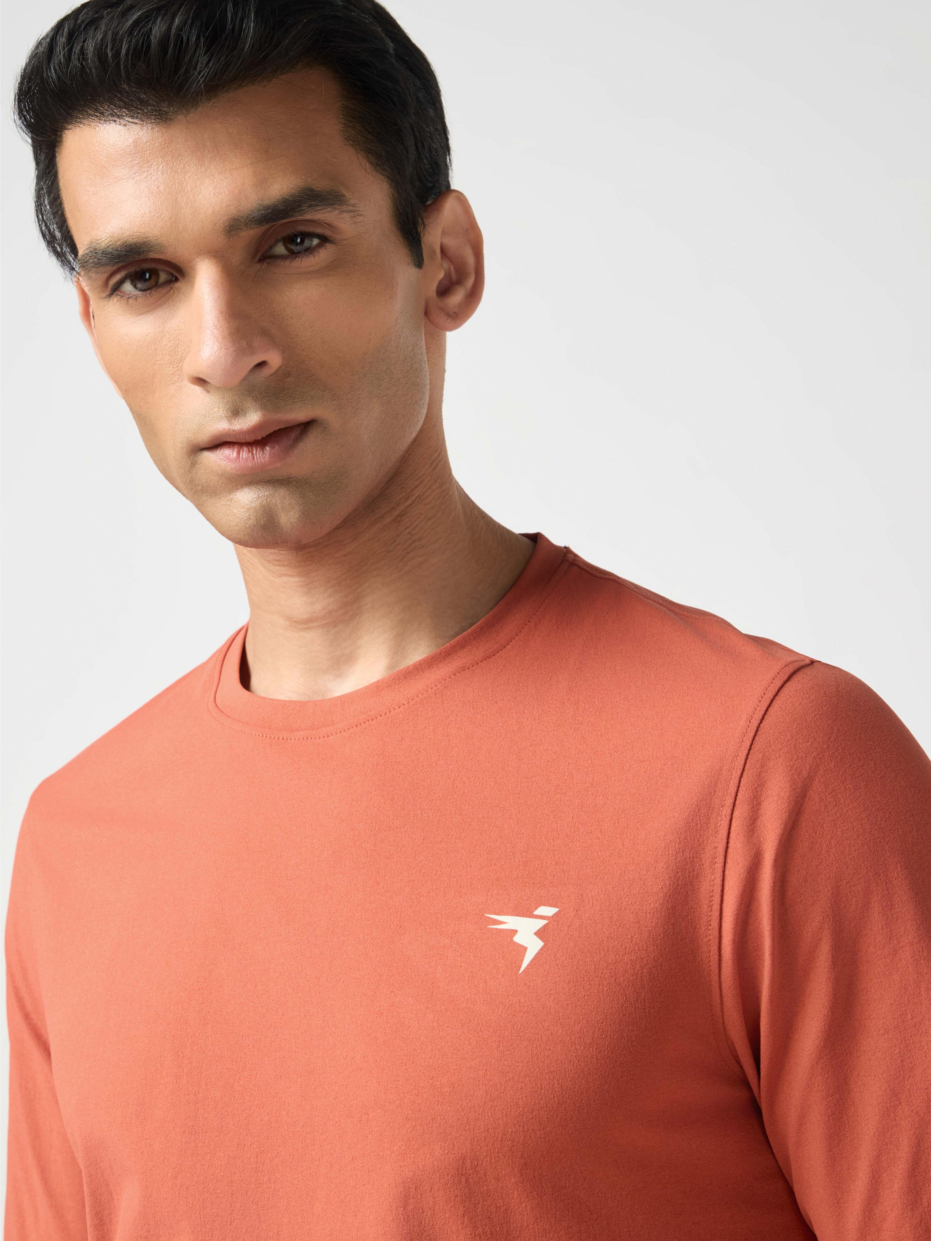 Men Solid Slim Fit Round Neck Sports T-shirt with COTFLEX